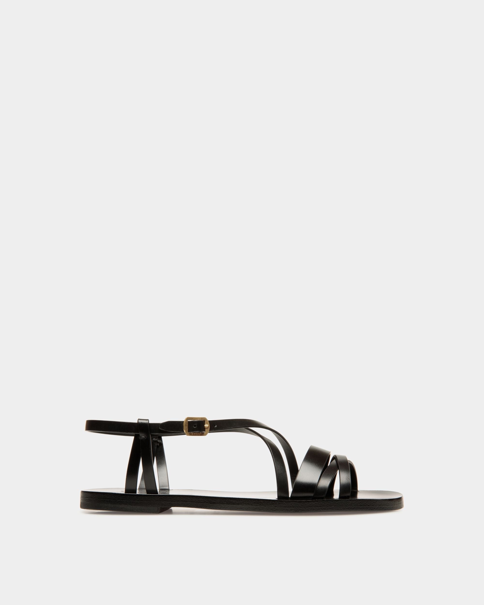 Salis Flat Sandal In Black Leather - Women's - Bally - 01