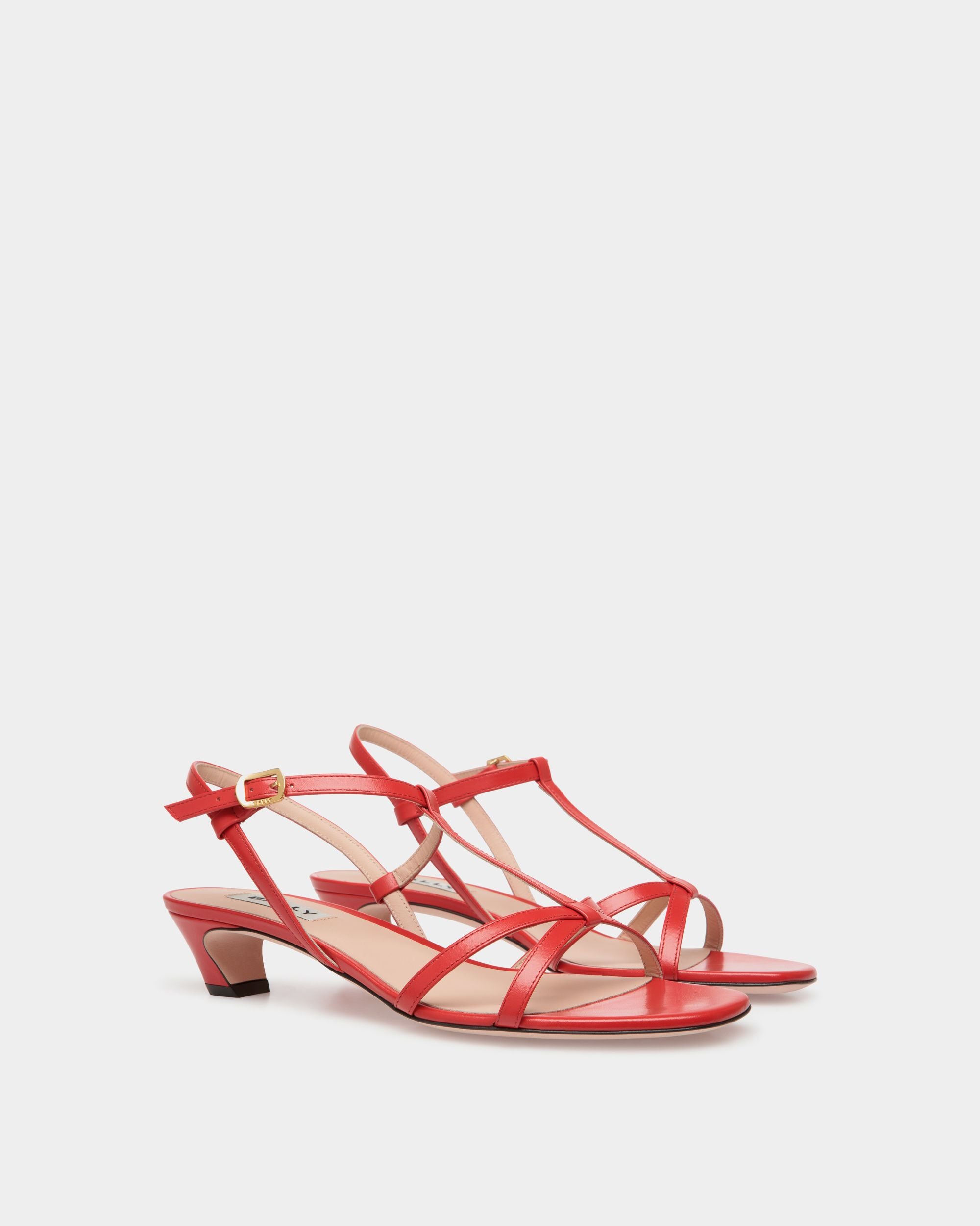 Sylt Sandal In Red Leather - Women's - Bally - 02