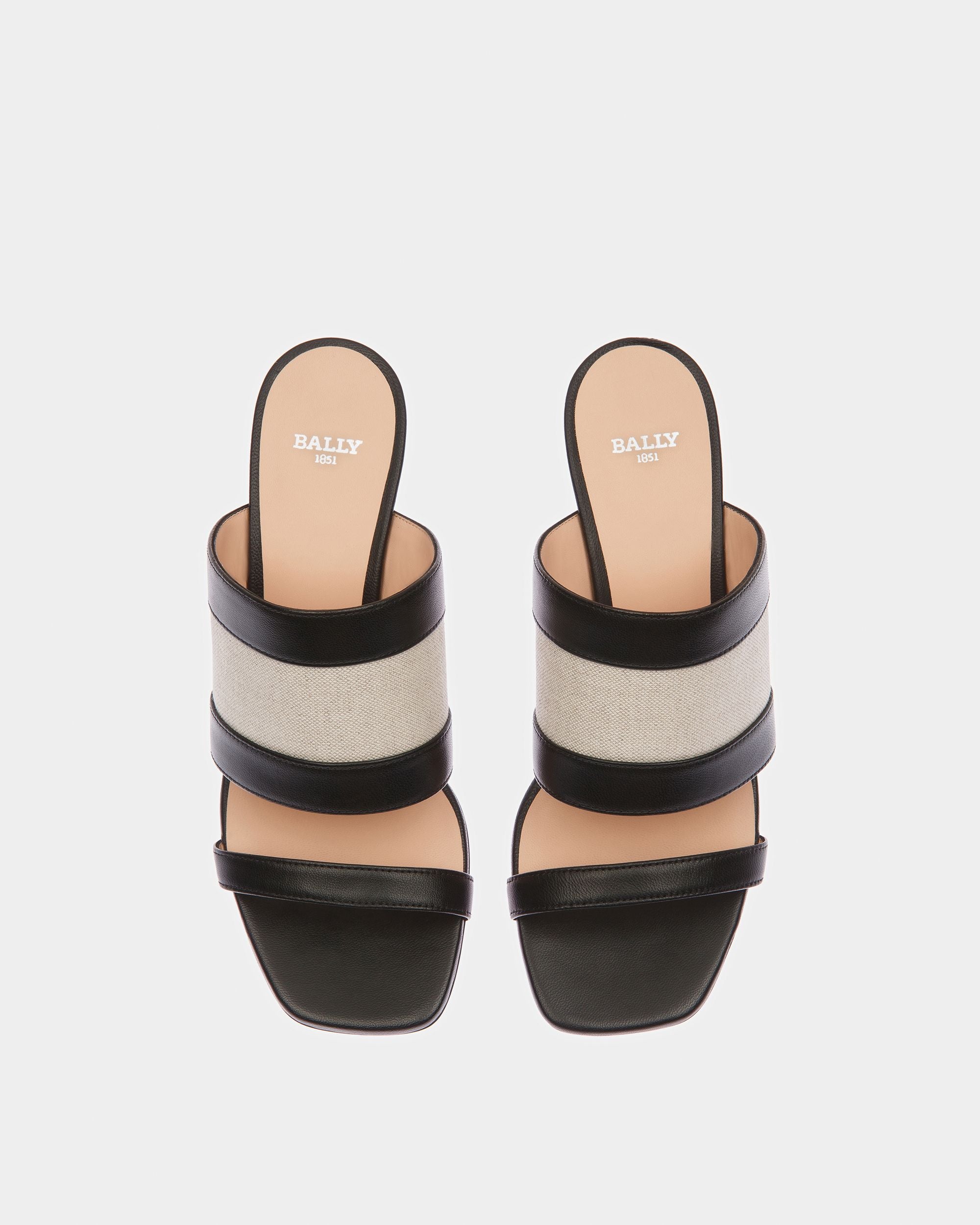 Bianka Canvas And Leather Mule In Natural And Black - Women's - Bally - 02