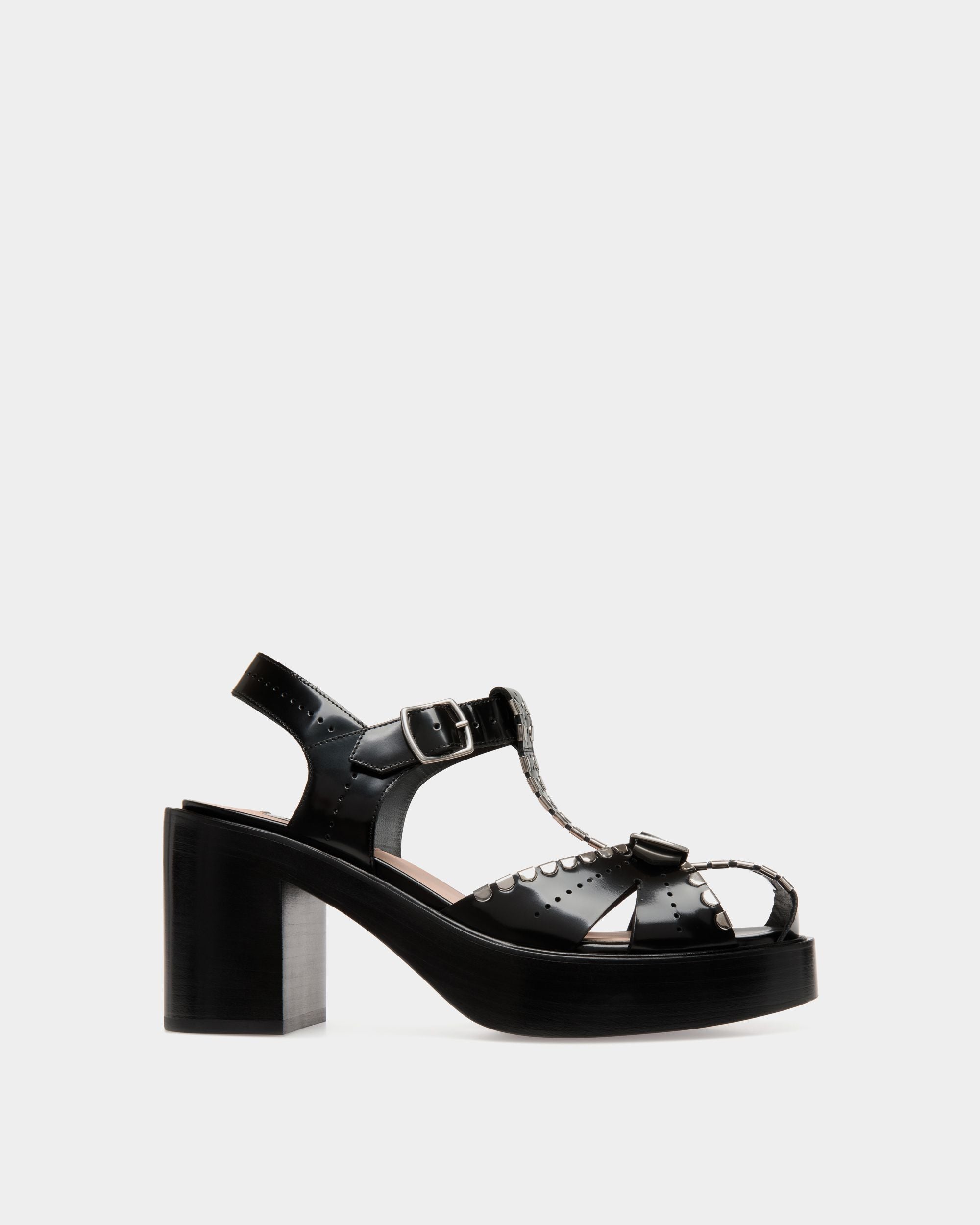 Peggy Gut Sandal in Black Leather - Women's - Bally - 01
