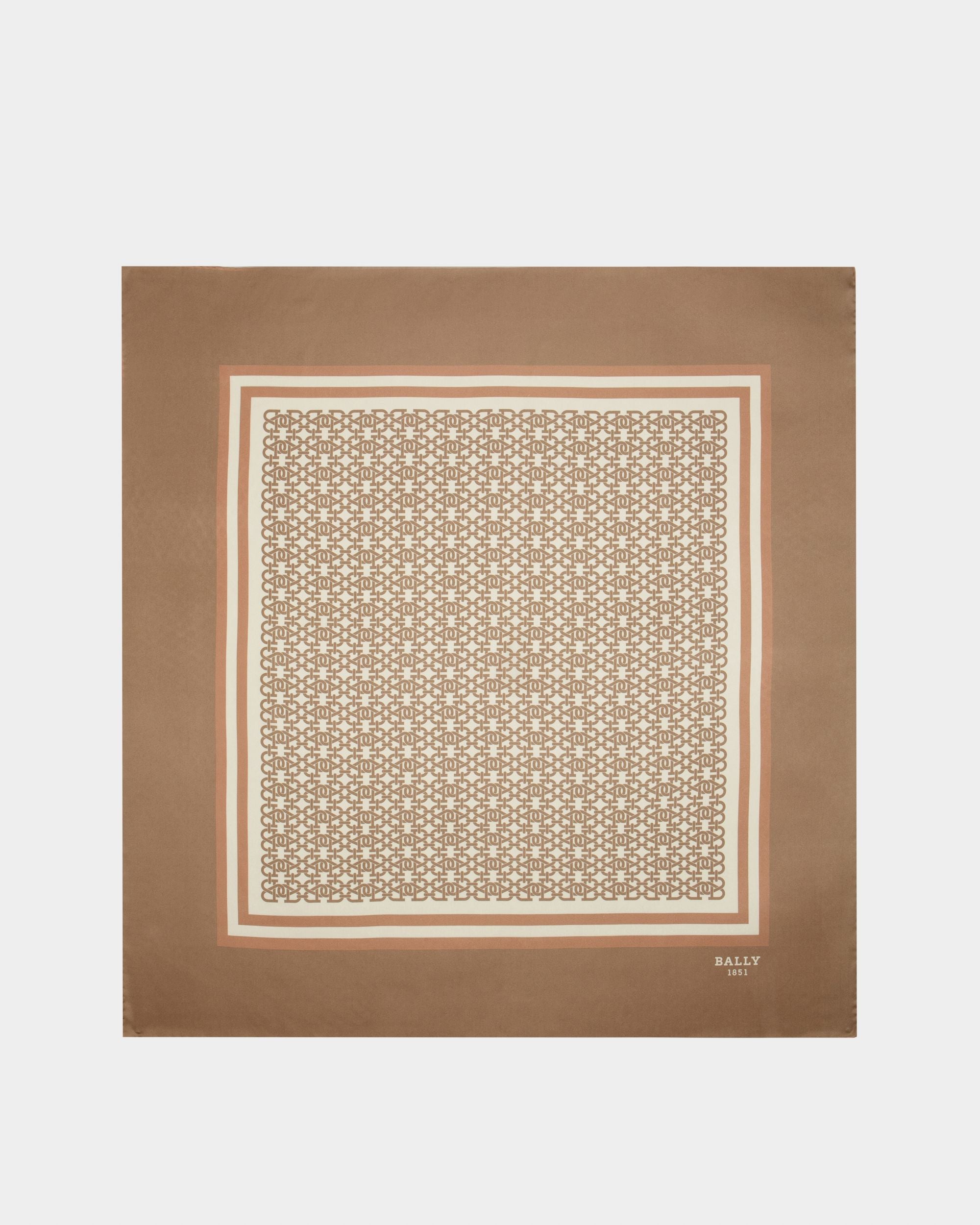 Silk Scarf In Blenh Pink And Taupe - Women's - Bally - 01
