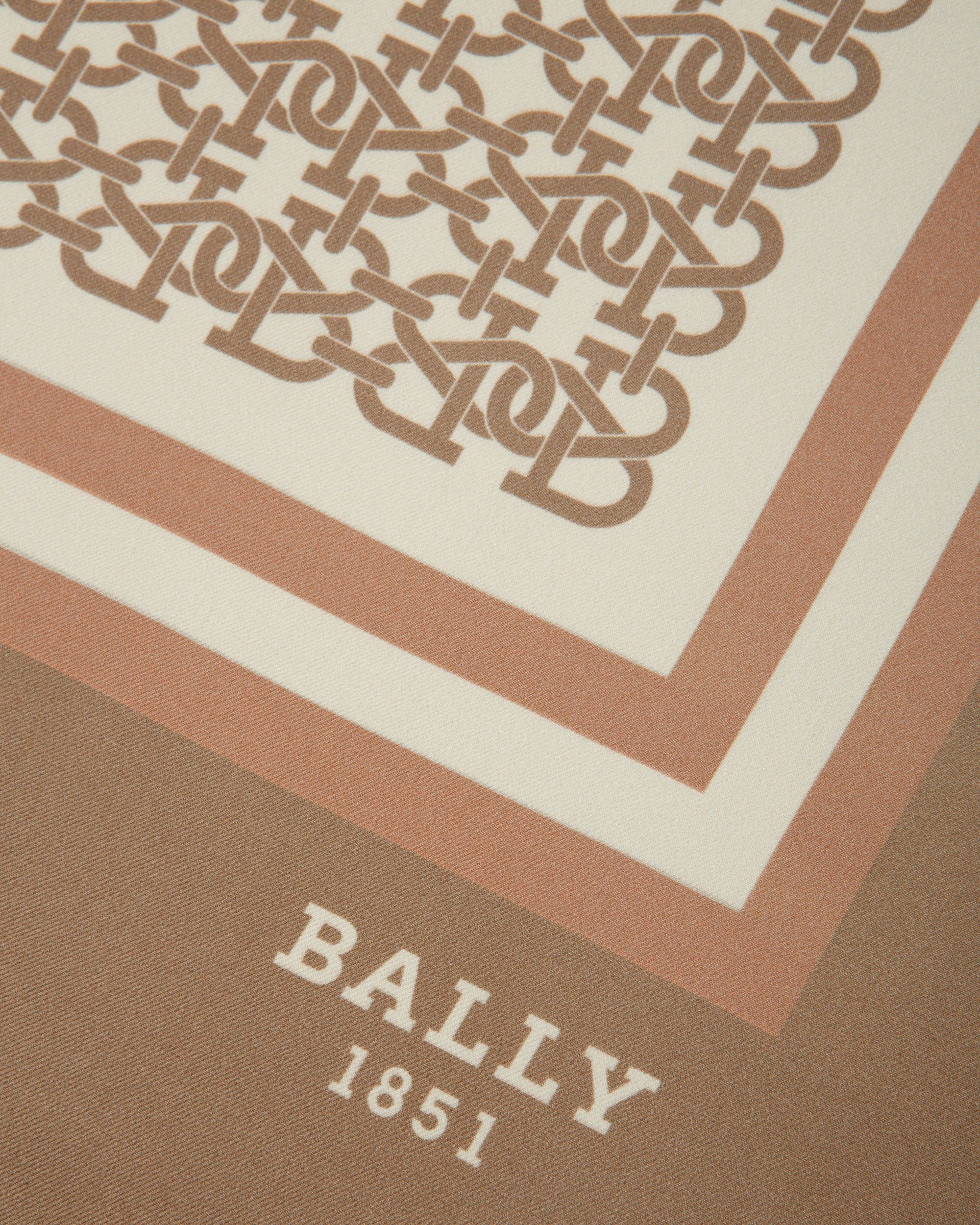 Silk Scarf In Blenh Pink And Taupe - Women's - Bally - 02