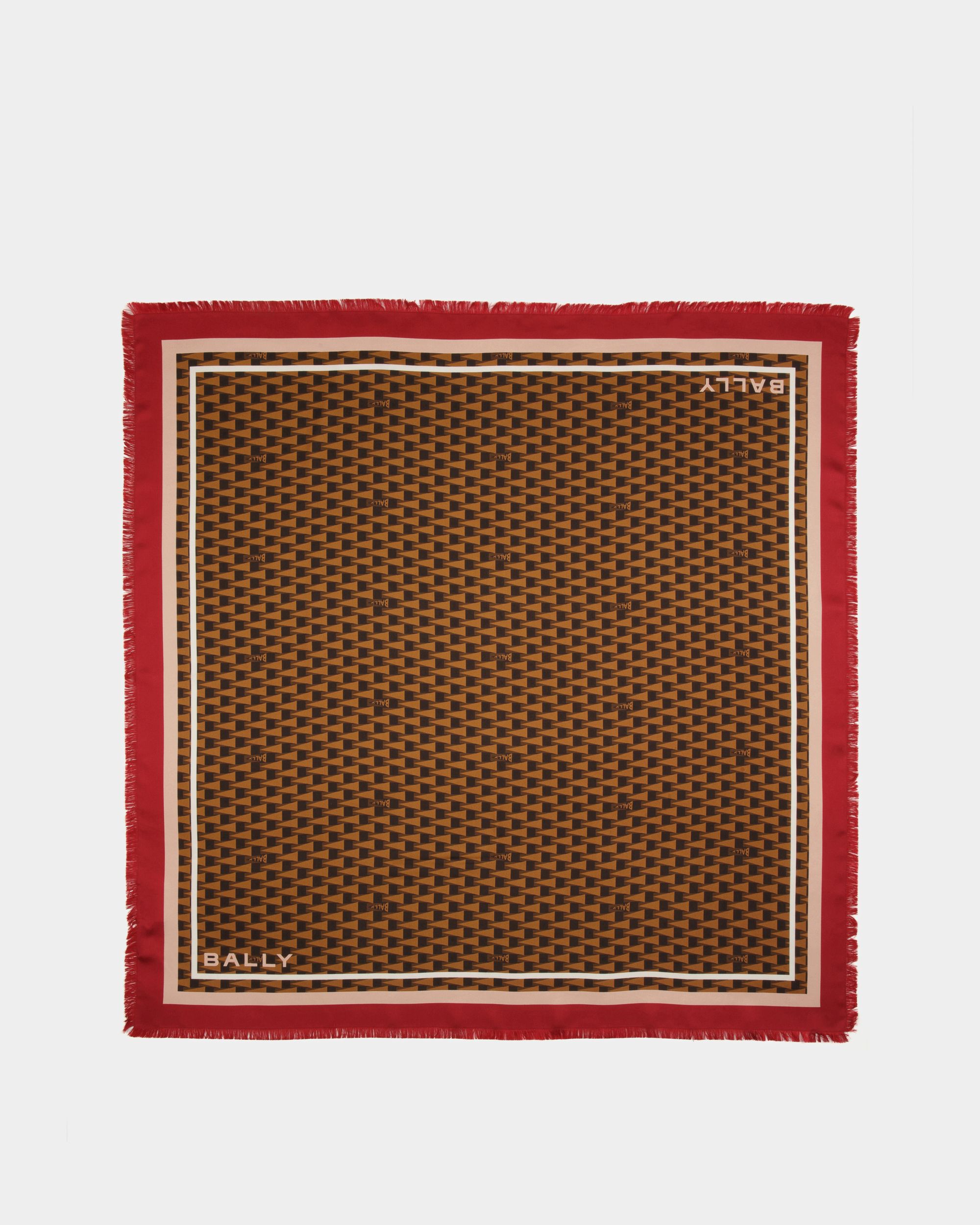 Pennant Print Square Scarf In Desert Silk - Women's - Bally - 01