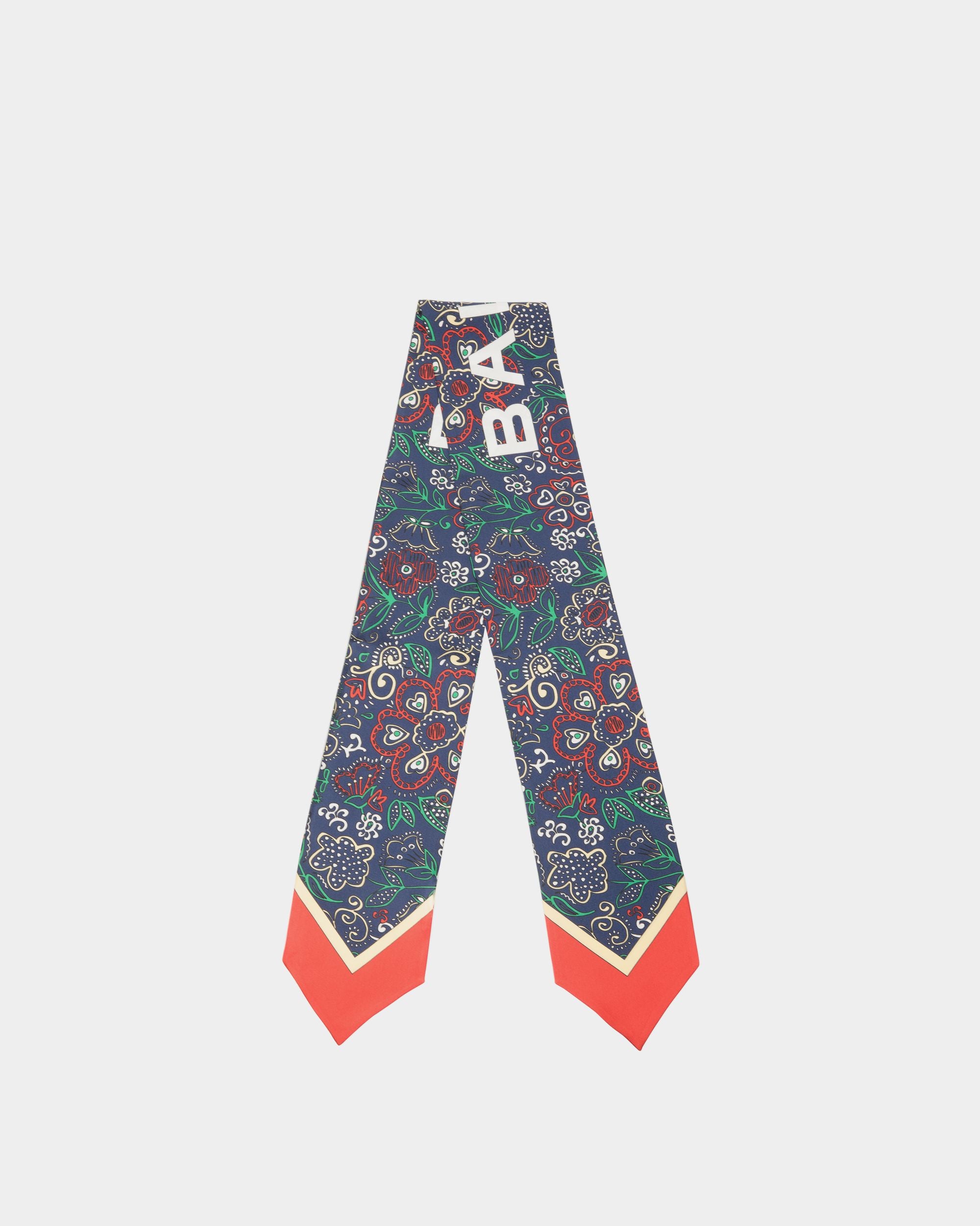 Kerchief in Navy Blue Printed Silk - Women's - Bally - 01