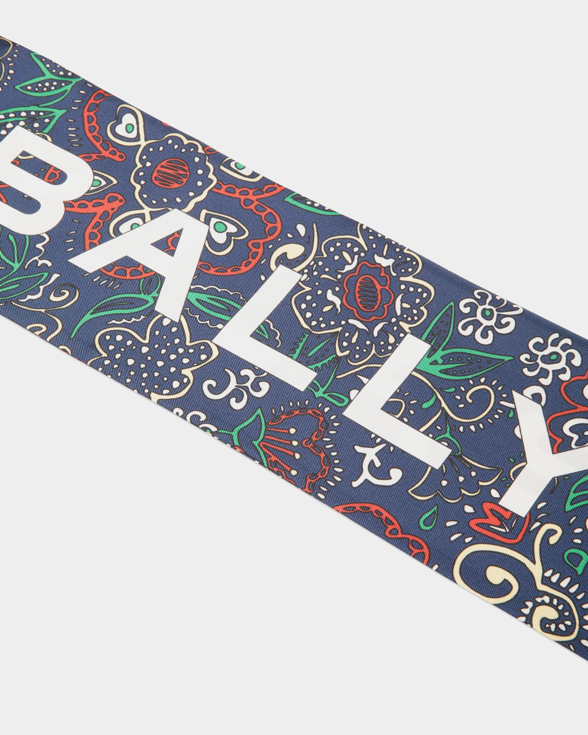 Kerchief in Navy Blue Printed Silk - Women's - Bally - 02