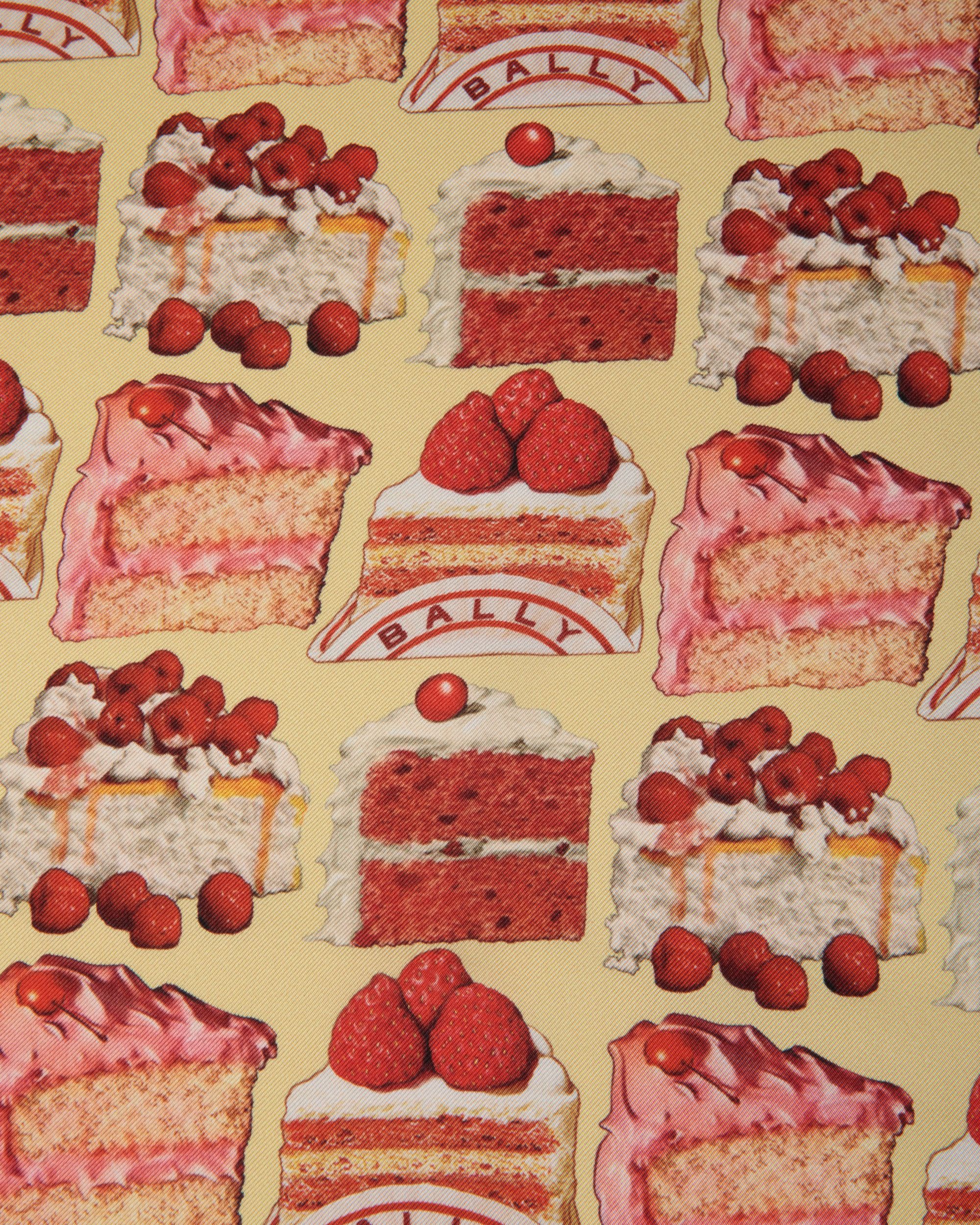Silk Scarf With a Bally Cake Print in Cream - Women's - Bally - 03