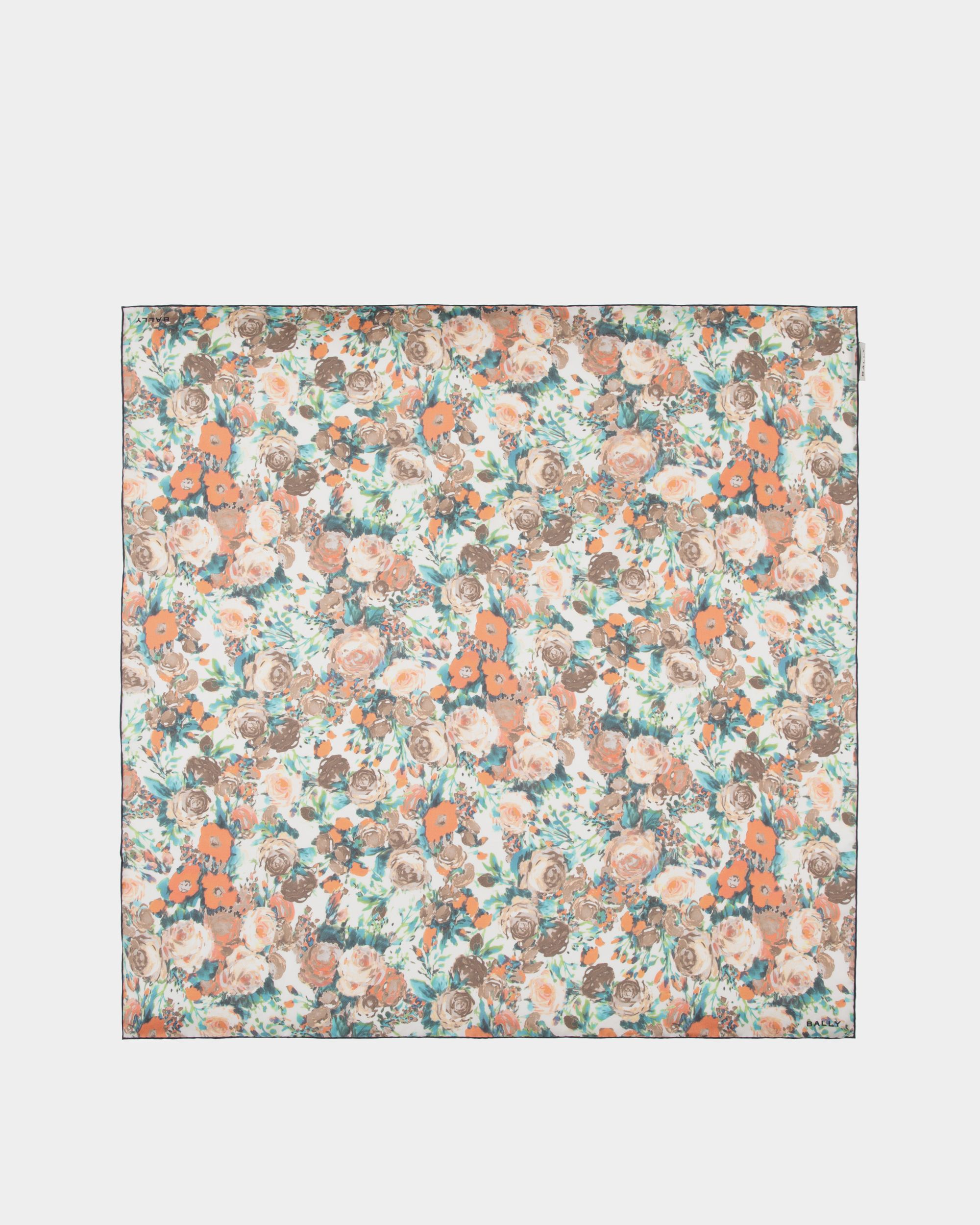 Silk Scarf with a Multicolor Rosengarten Print - Women's - Bally - 01