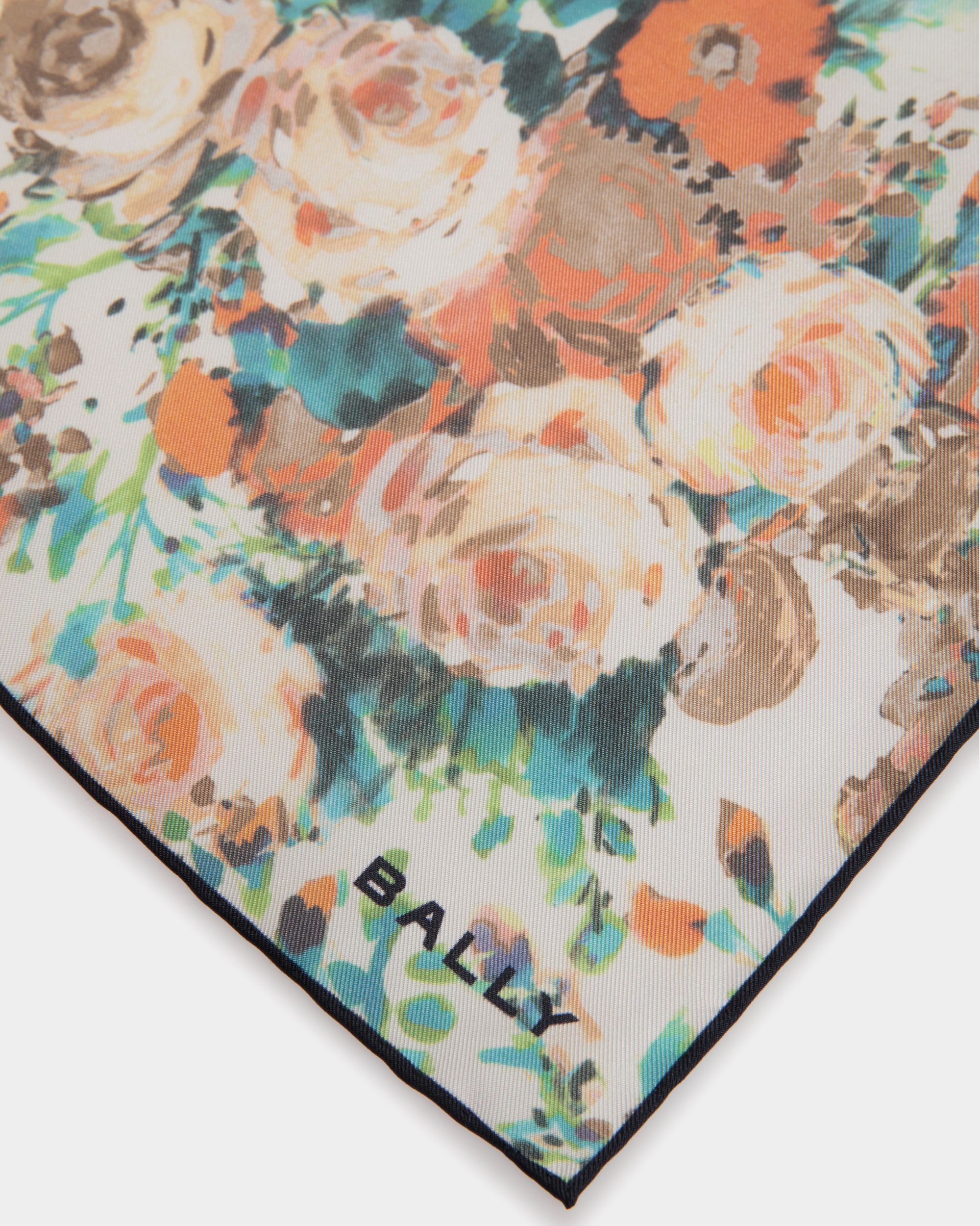 Silk Scarf with a Multicolor Rosengarten Print - Women's - Bally - 03