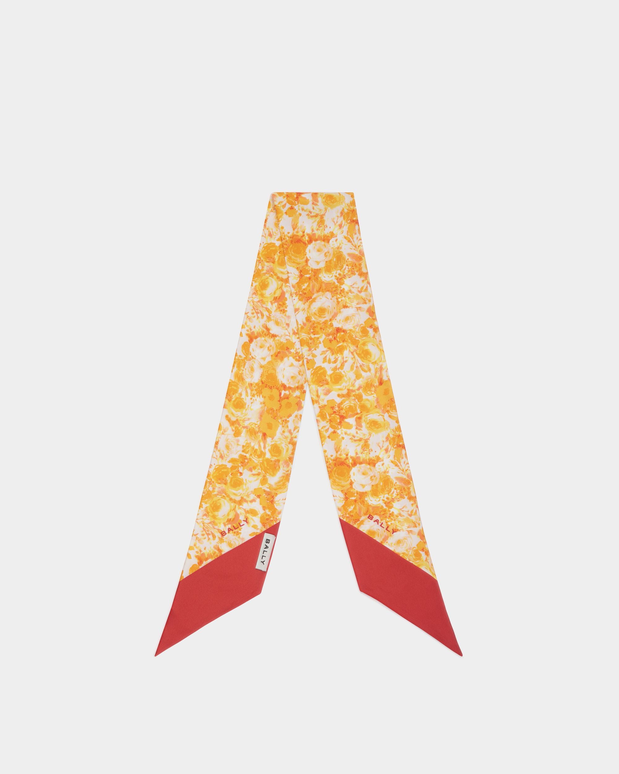 Neck Bow with a Rosengarten Print in Koi Orange Silk - Women's - Bally - 01