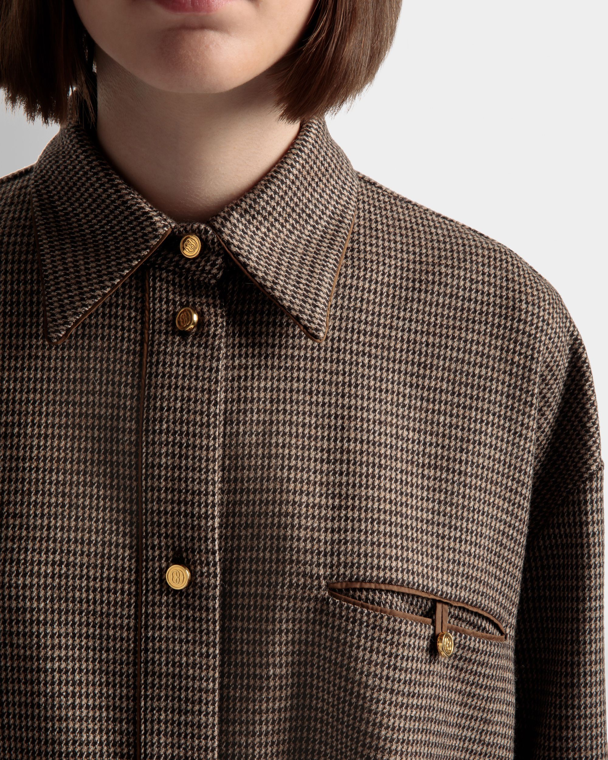 Dogtooth Shirt In Desert Wool - Women's - Bally - 04