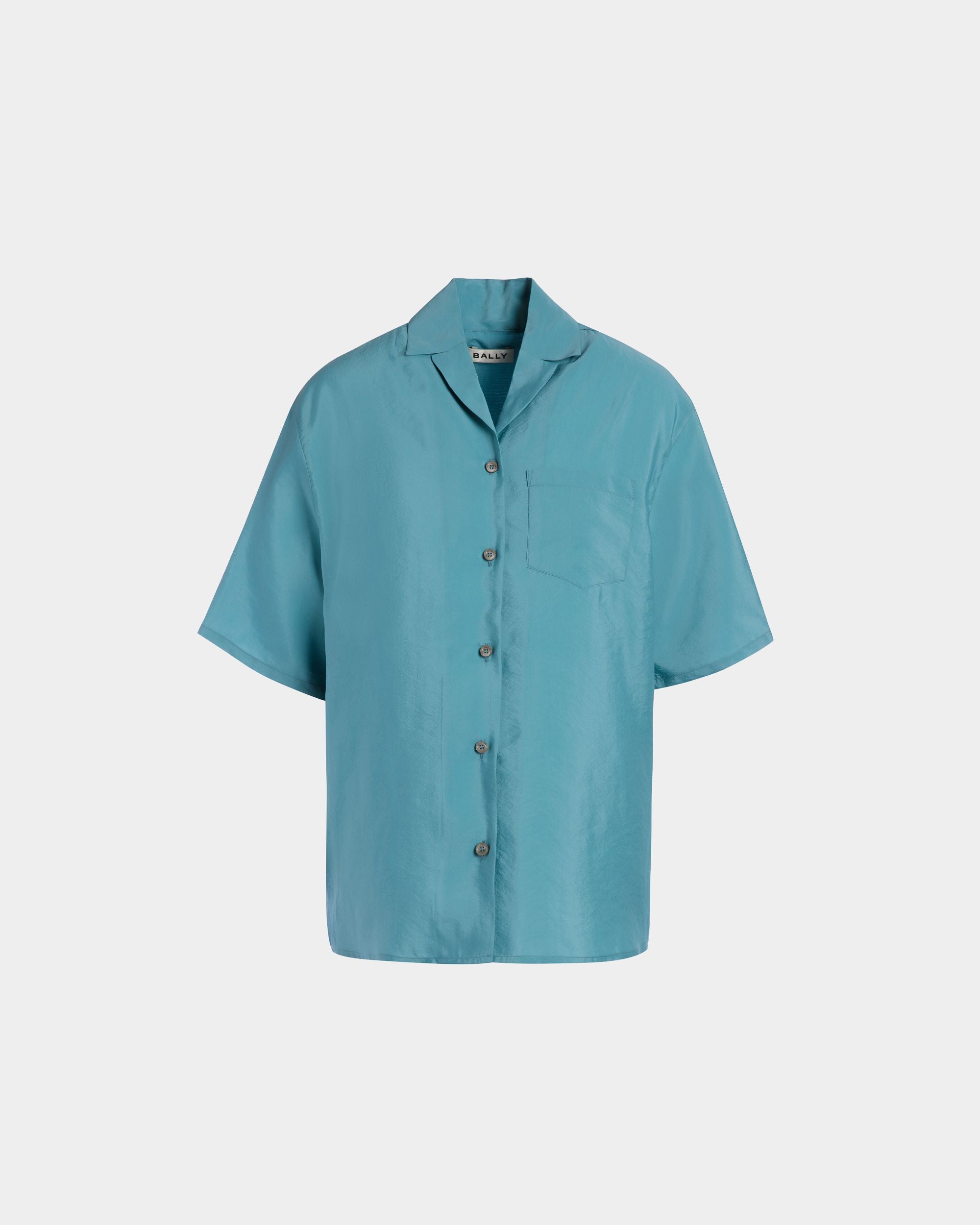 Shirt in Medium Blue Satin - Women's - Bally - 01