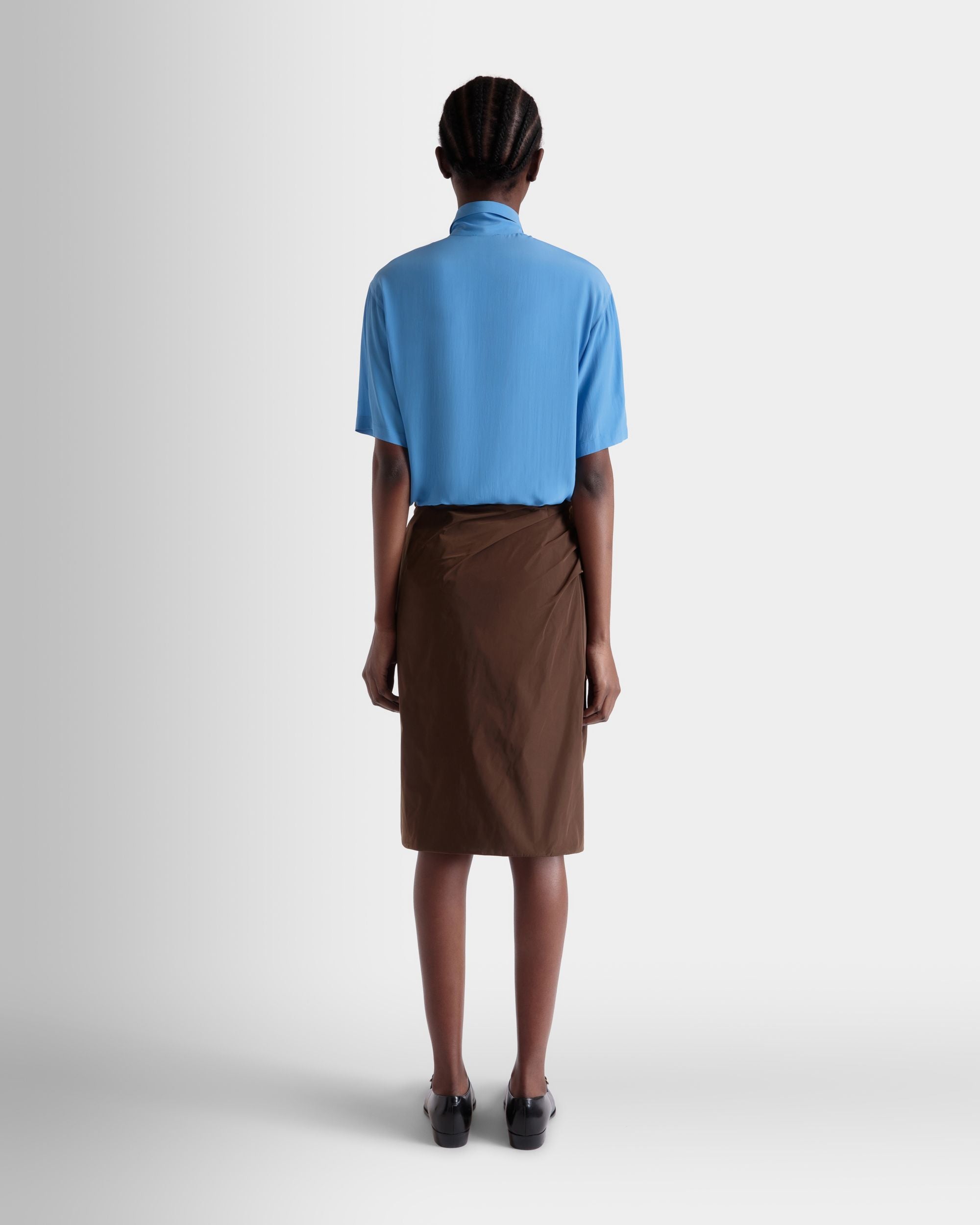 Shirt in Medium Blue Crepe de Chine - Women's - Bally - 06