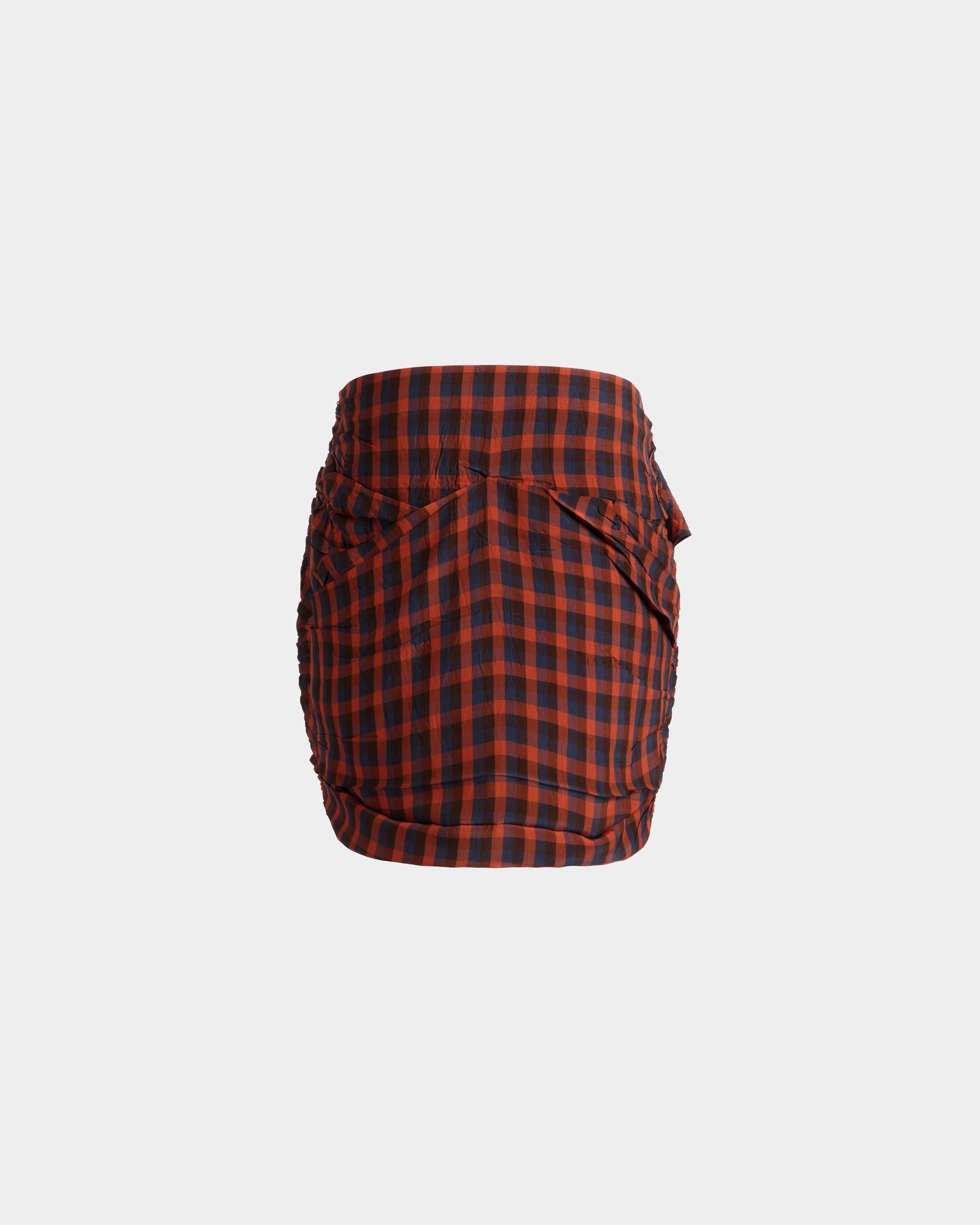 Printed Rouches Mini Skirt in Vichy Print Fluid Poplin - Women's - Bally - 07