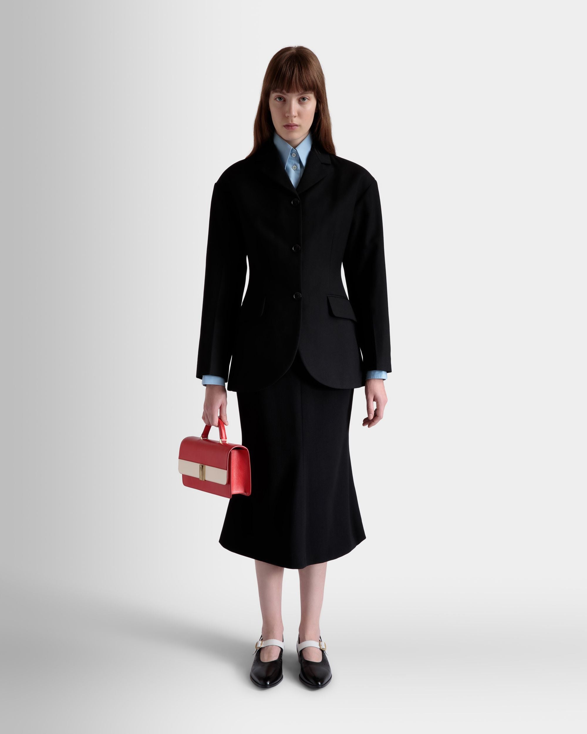 Midi Skirt In Black Wool Blend - Women's - Bally - 02