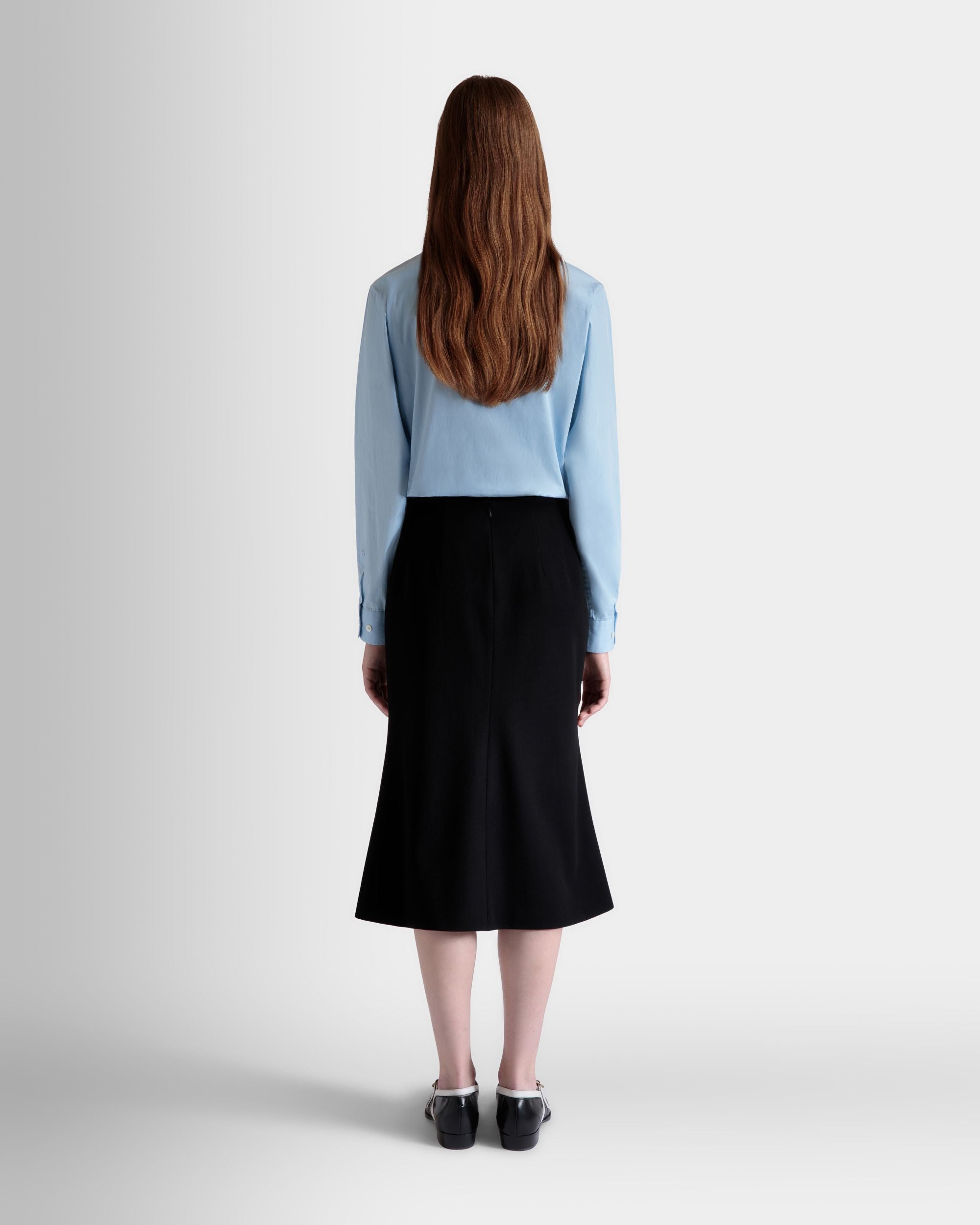 Midi Skirt In Black Wool Blend - Women's - Bally - 06