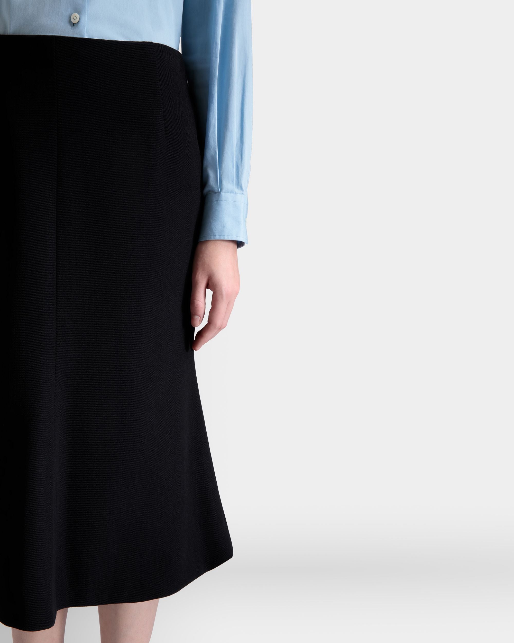 Midi Skirt In Black Wool Blend - Women's - Bally - 08