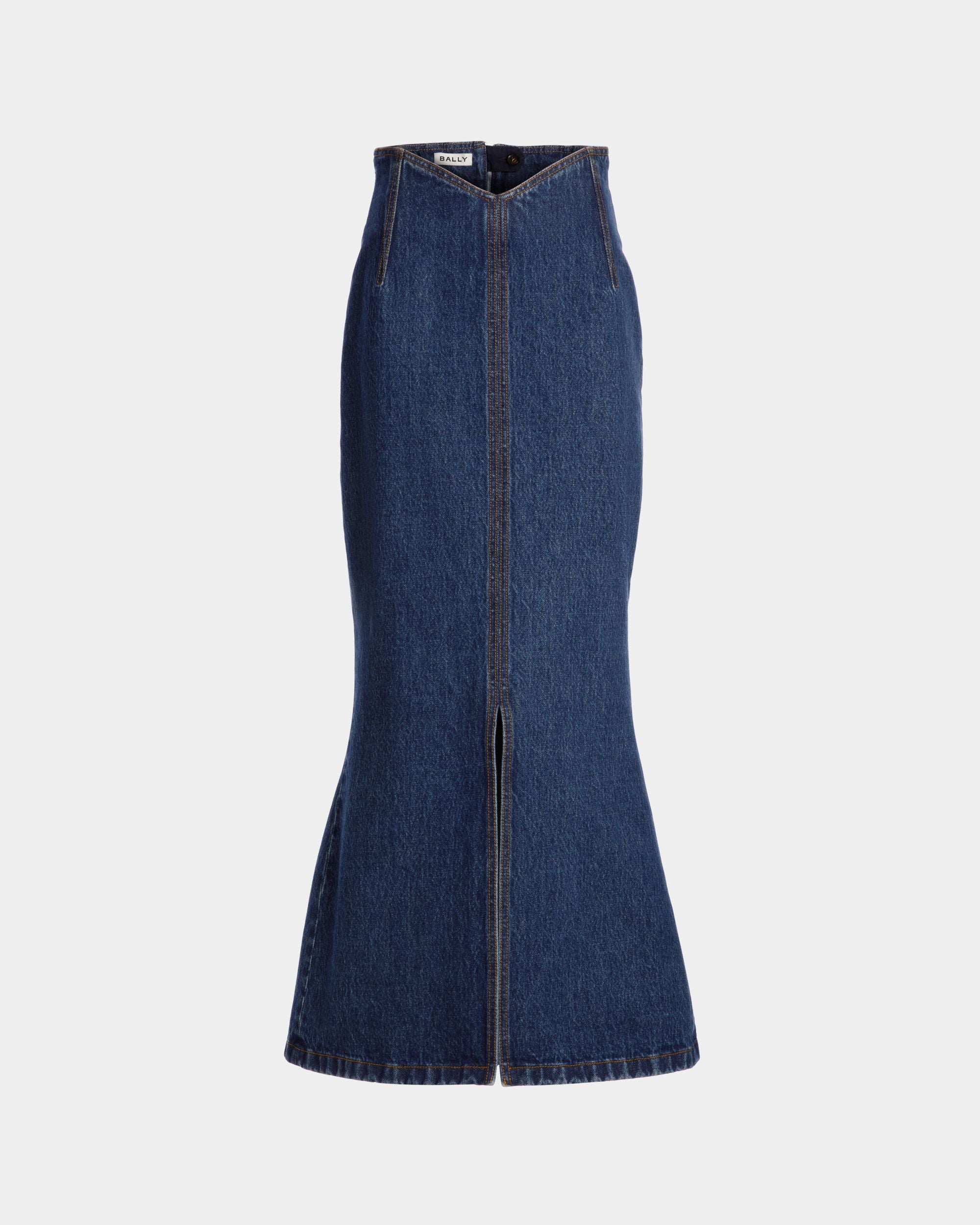 Long Skirt In Medium Blue Cotton - Women's - Bally - 01