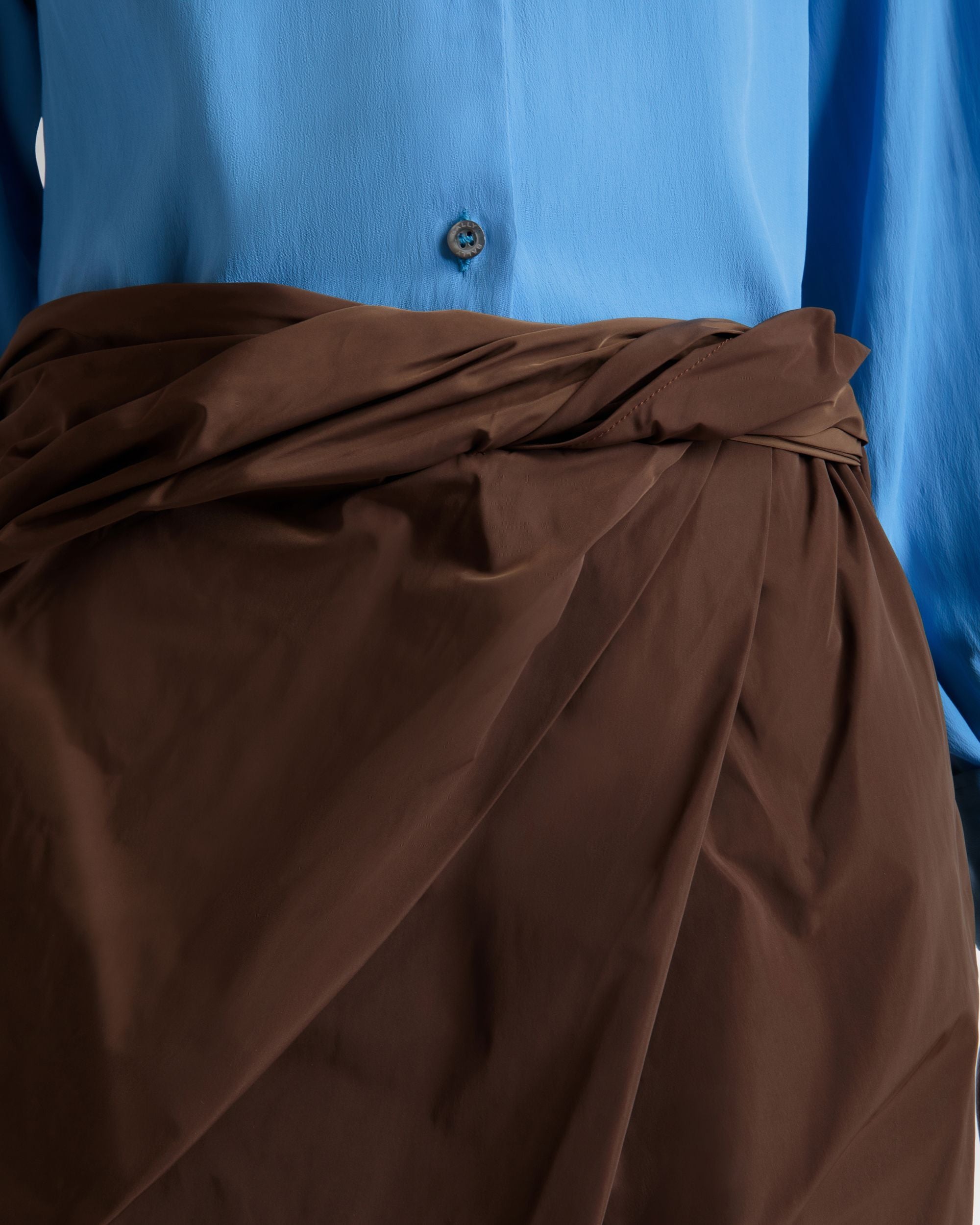 Draped Midi Skirt in Brown Technical Duchesse - Women's - Bally - 03