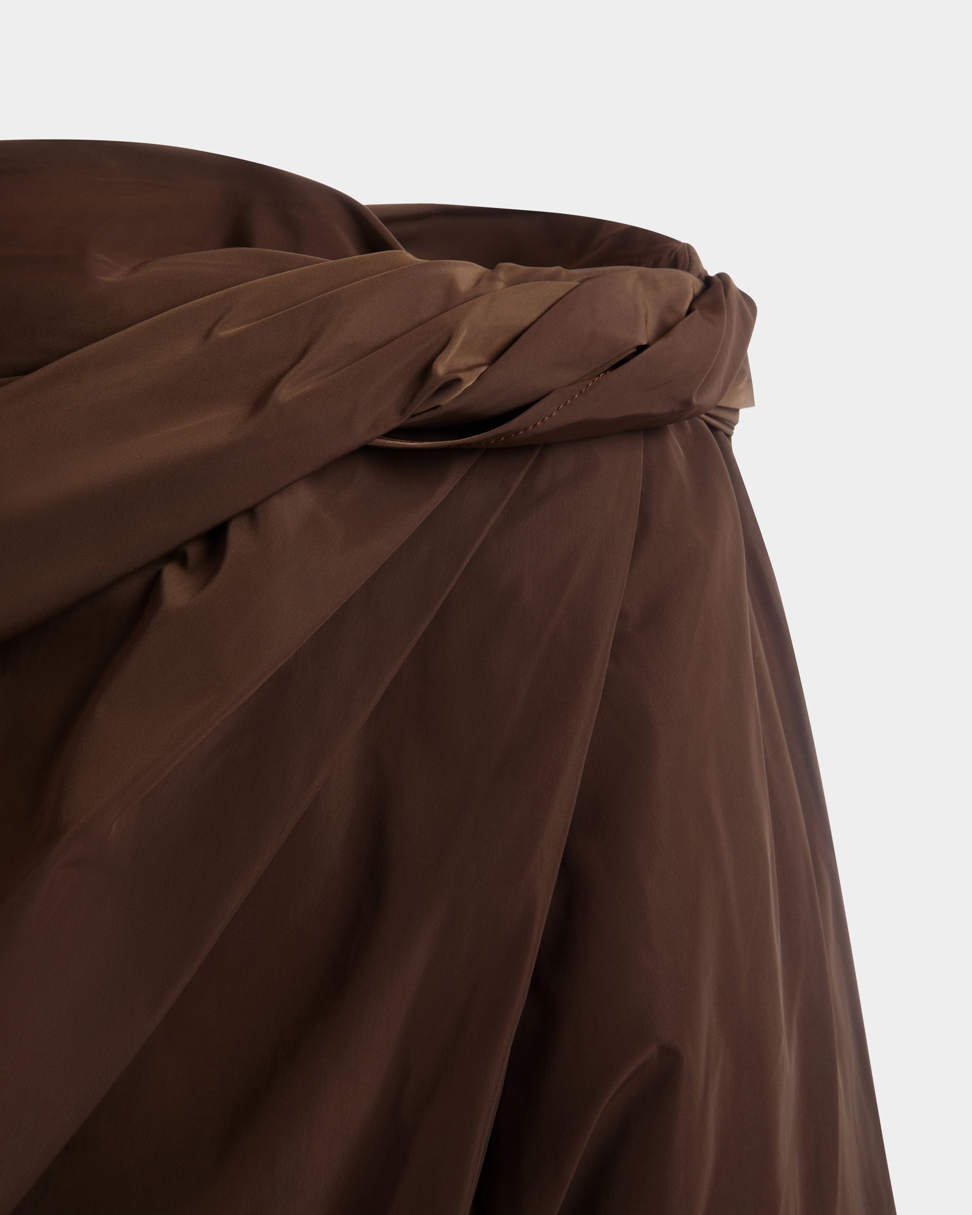 Draped Midi Skirt in Brown Technical Duchesse - Women's - Bally - 04