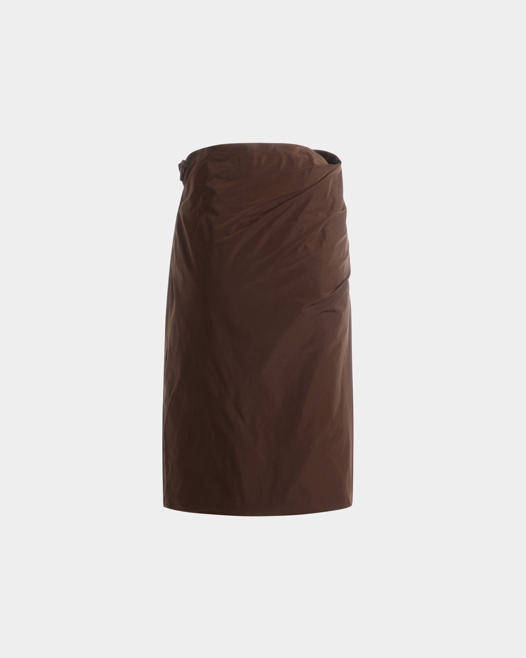 Draped Midi Skirt in Brown Technical Duchesse - Women's - Bally - 07
