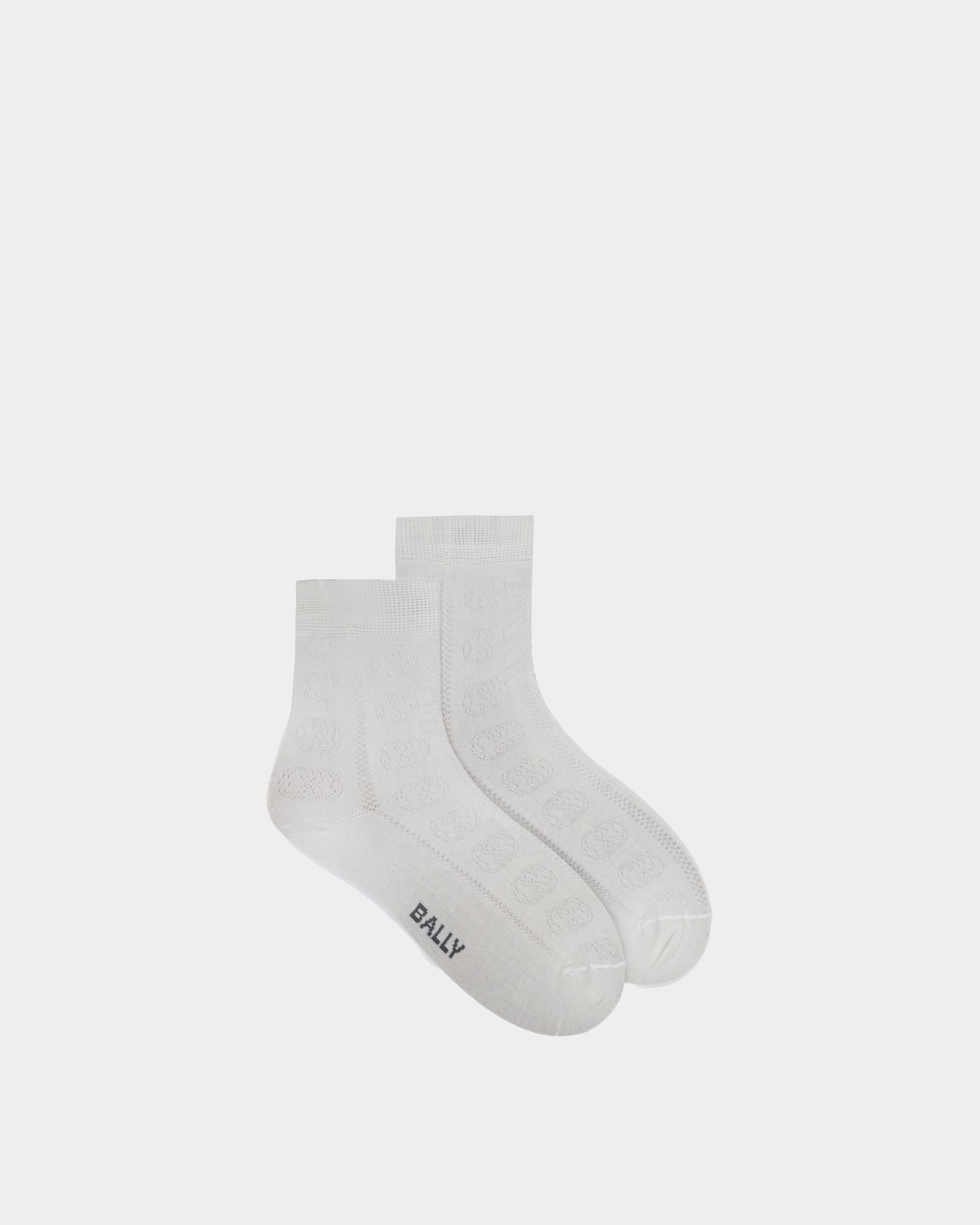 Logo Socks In Beige Cotton - Women's - Bally - 01