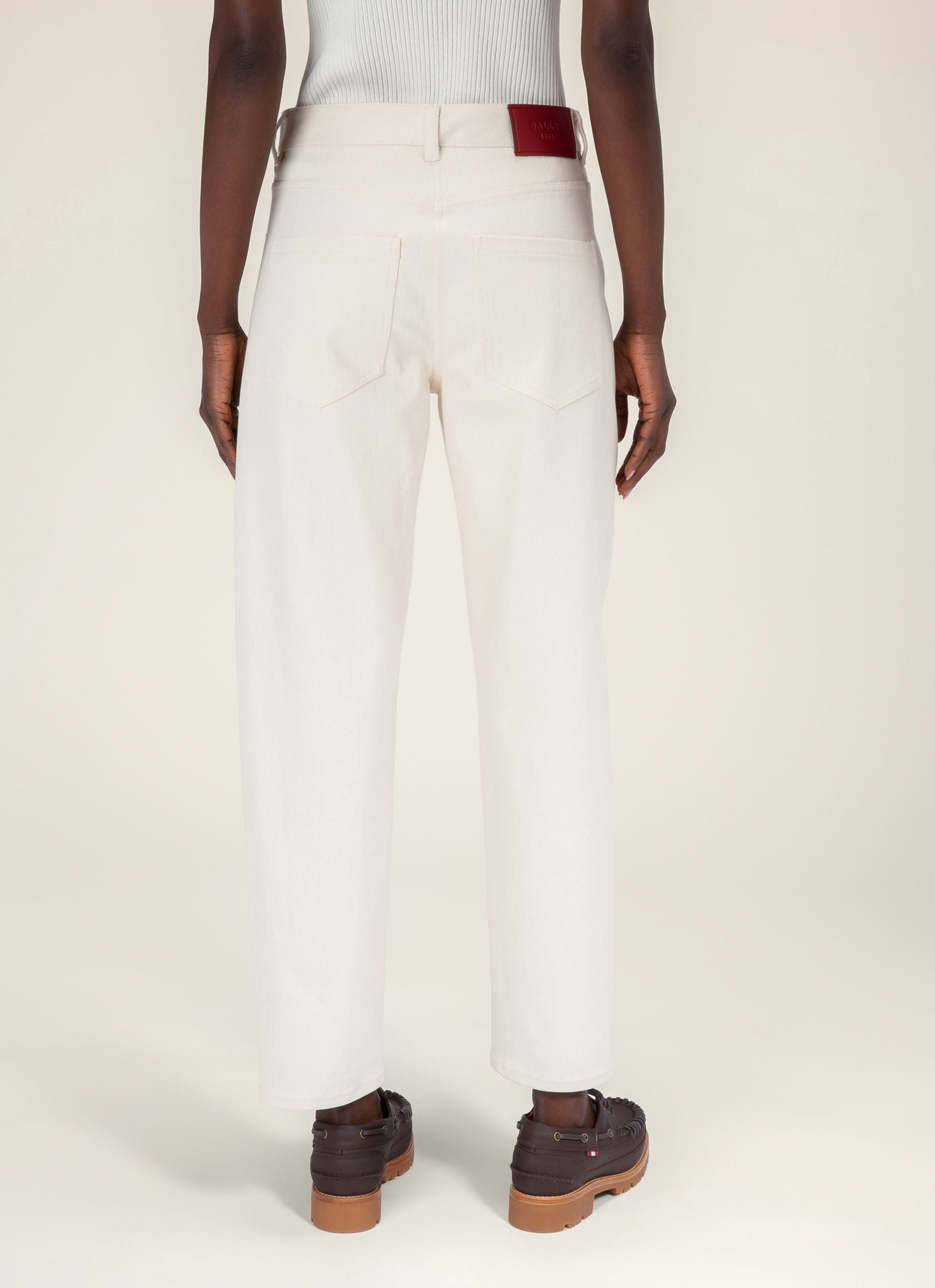 Cotton & Elastane Pants In Bone - Women's - Bally - 04