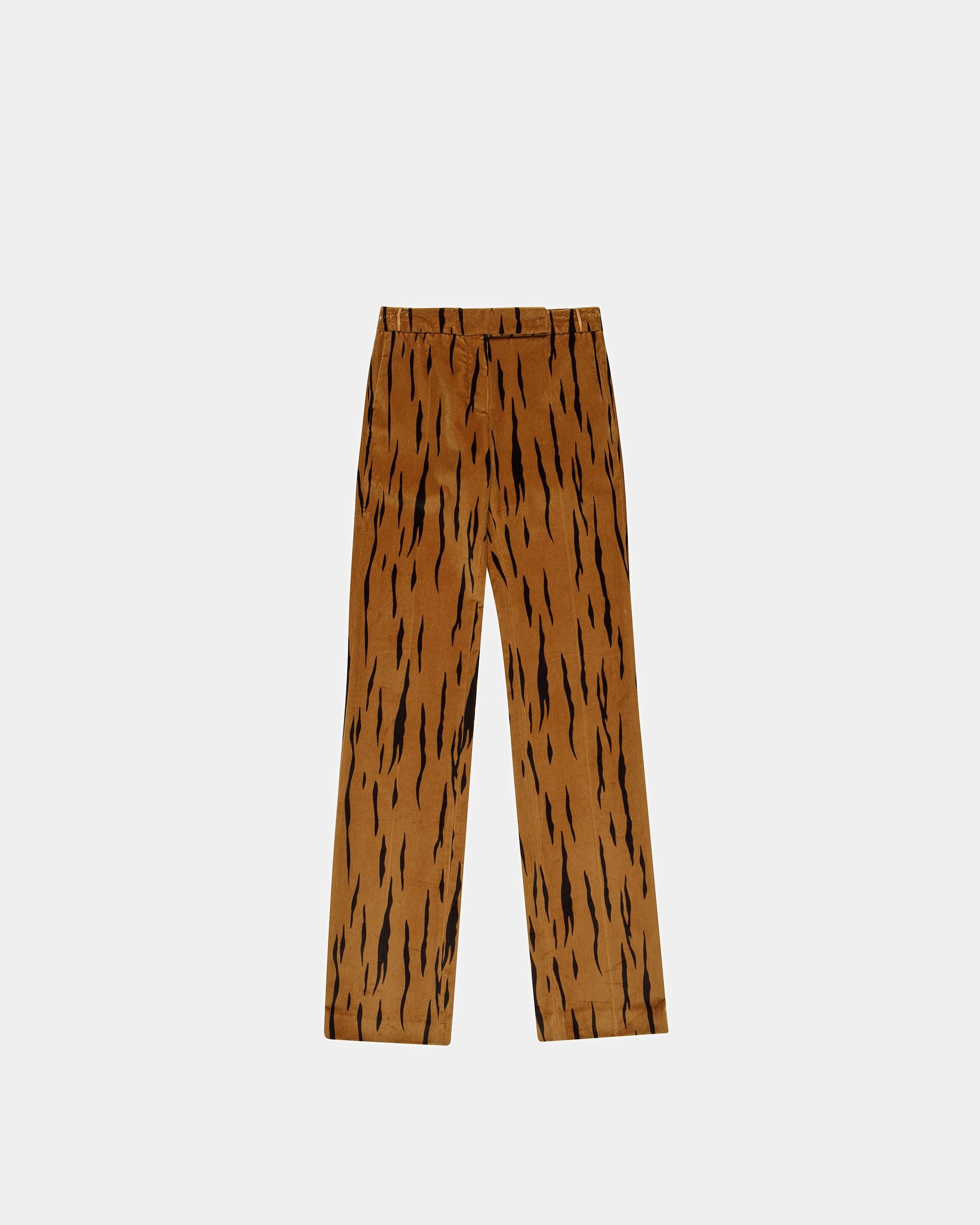 Velvet Printed Pants In Desert And Black - Women's - Bally - 06