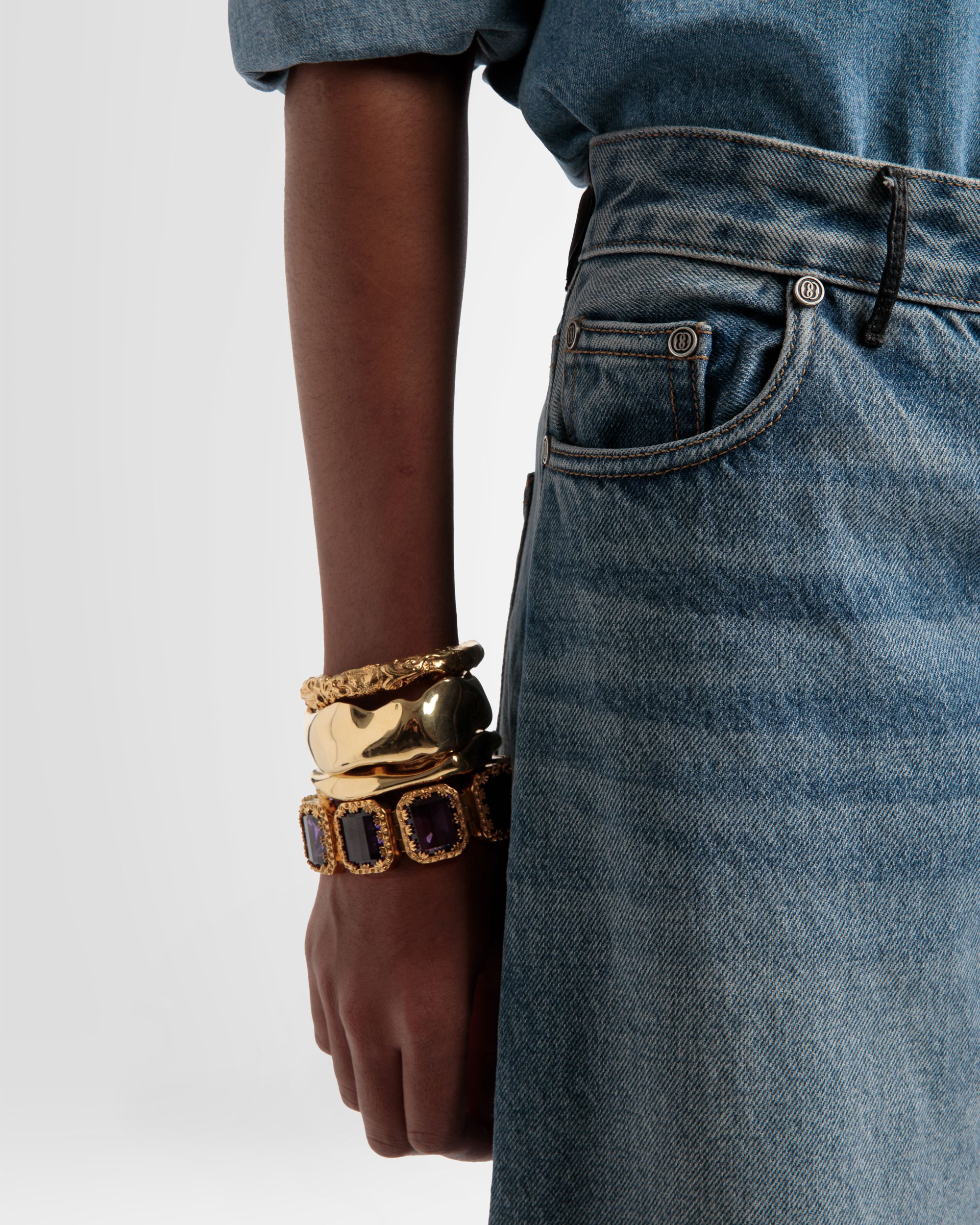 Wide Denim Pants In Indigo - Women's - Bally - 03
