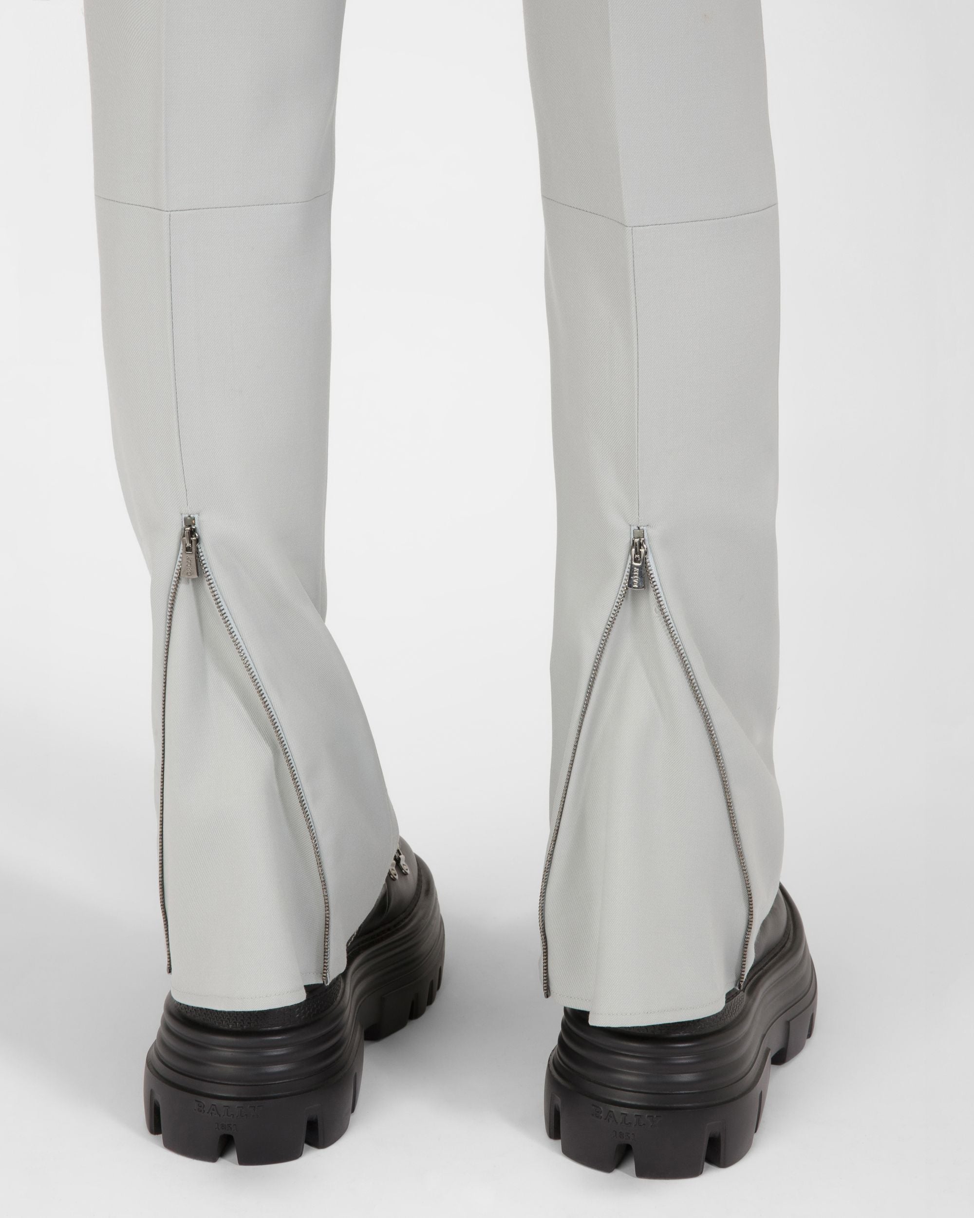 Wool Trousers In Grey - Women's - Bally - 02