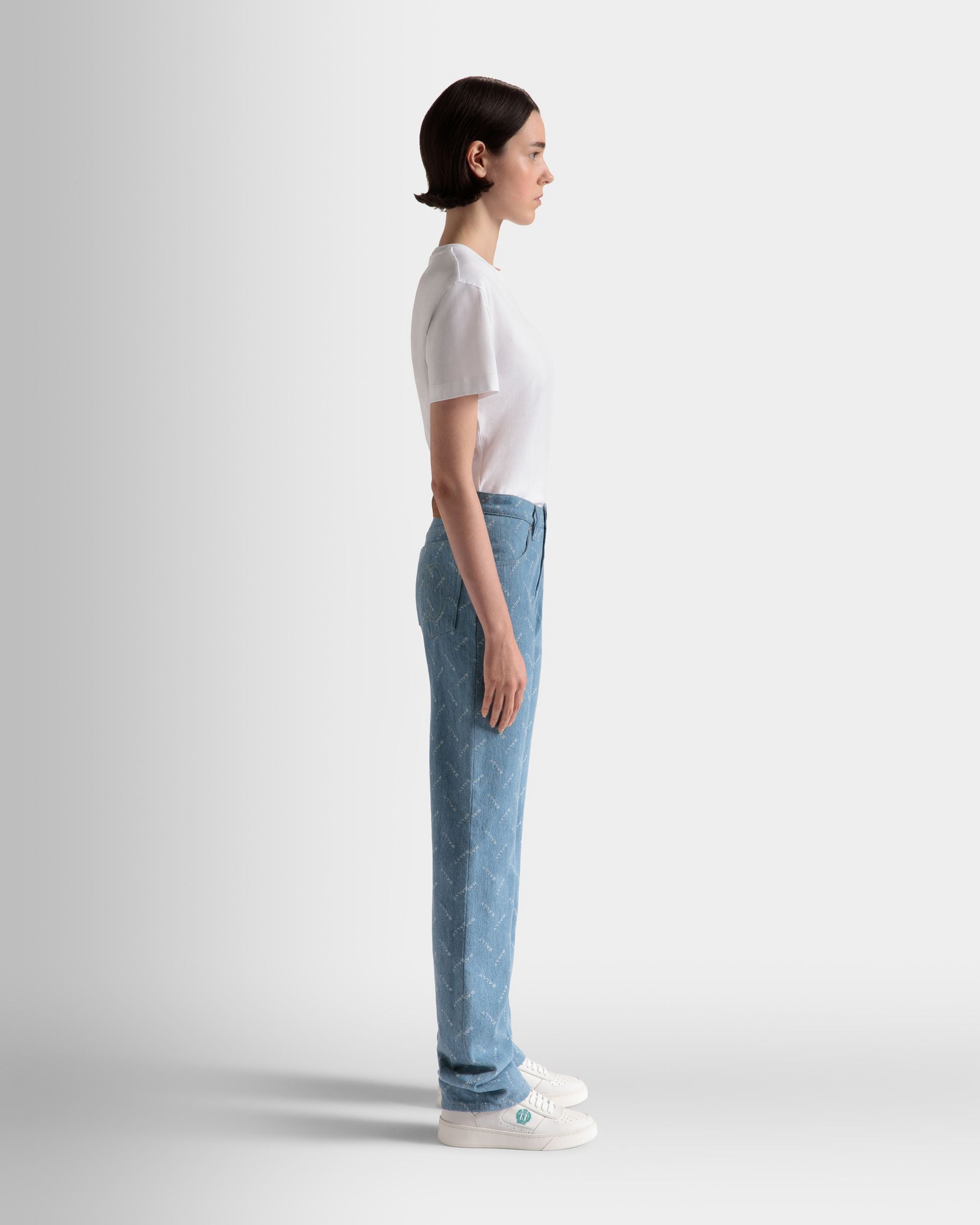 Denim Pants in Light Blue Cotton - Women's - Bally - 05