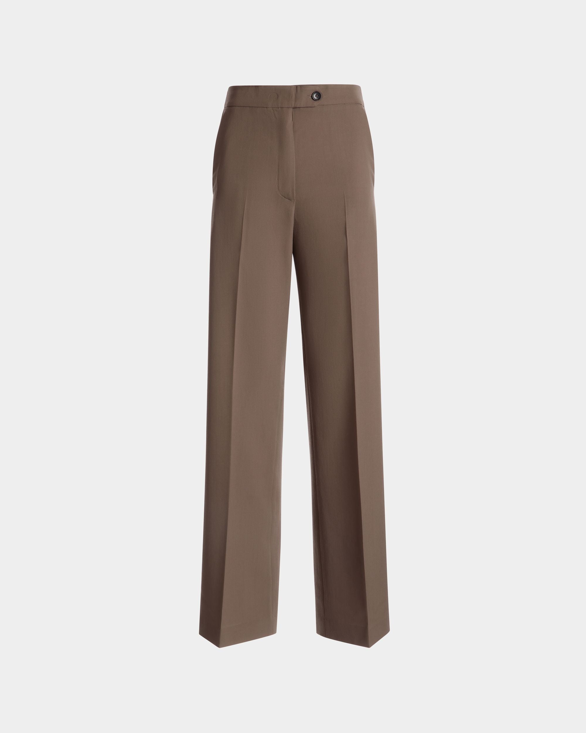 Pants in Taupe Wool and Synthetic Fabric - Women's - Bally - 01