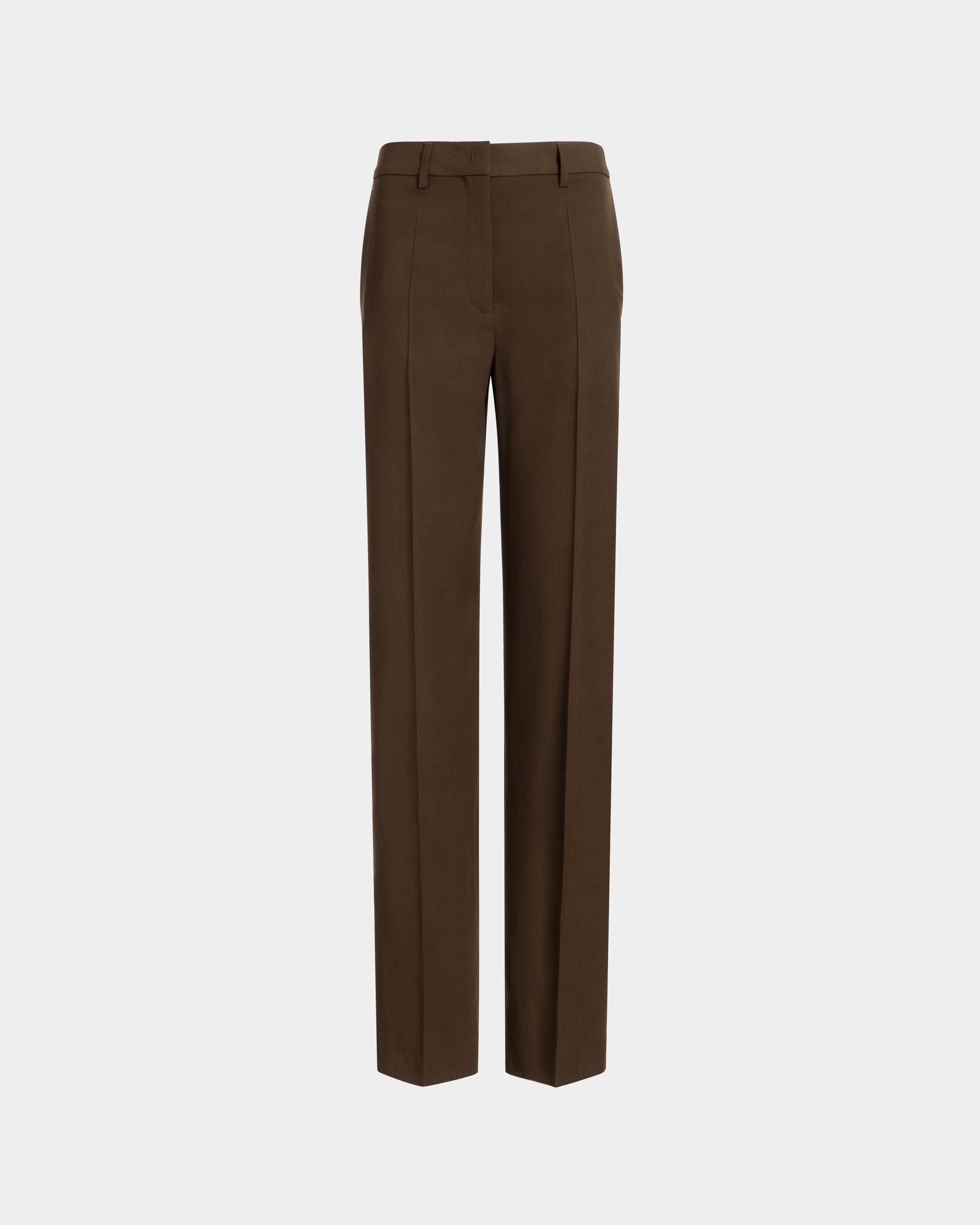 Straight-Leg Pants in Military Green Fluid Gabardine - Women's - Bally - 01