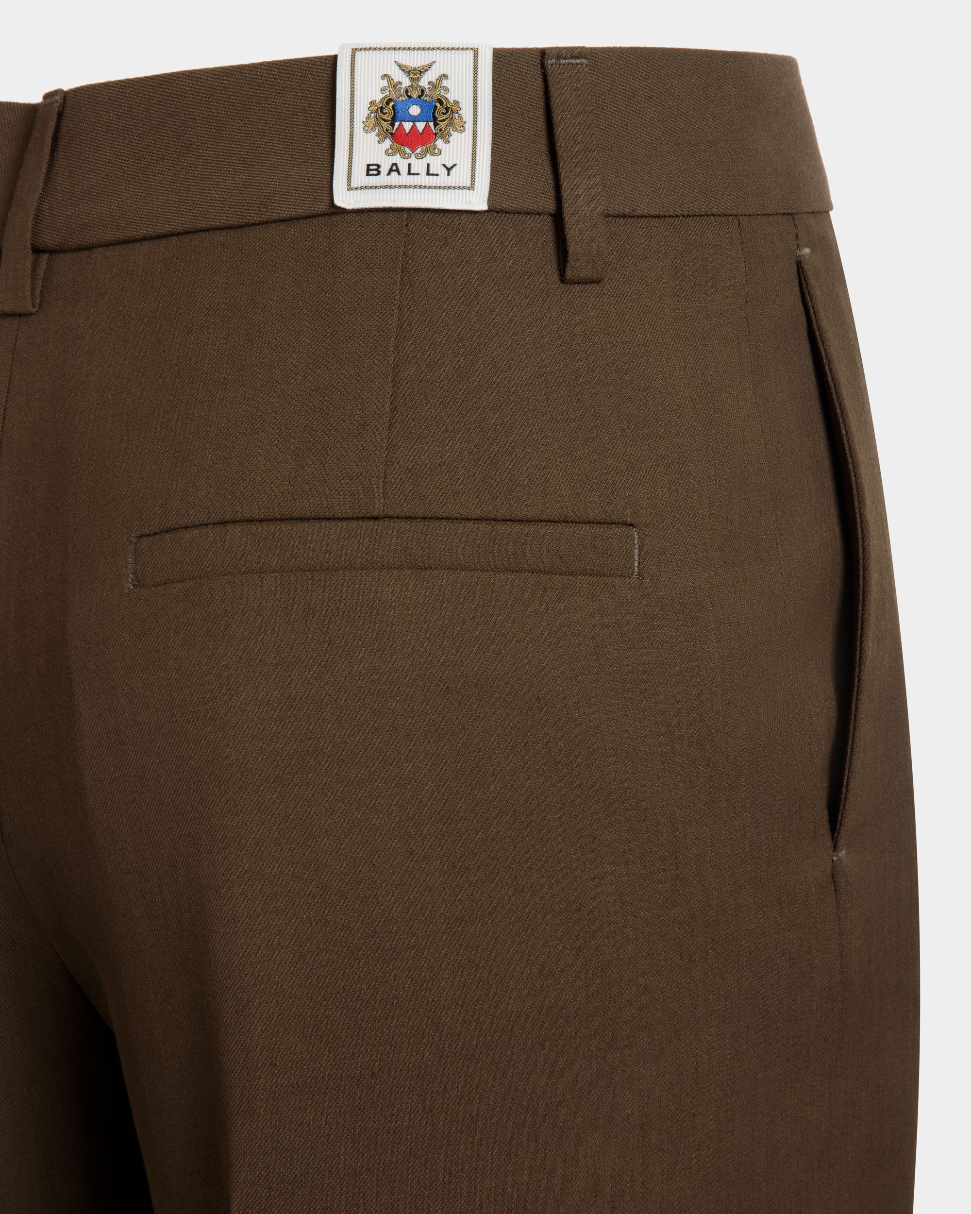 Straight-Leg Pants in Military Green Fluid Gabardine - Women's - Bally - 04