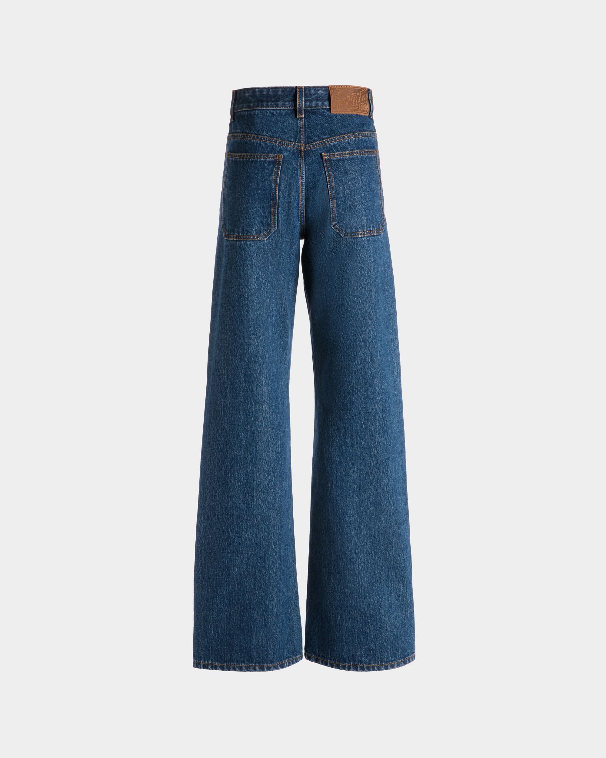 Wide-Leg Denim Pants In Medium Blue Cotton - Women's - Bally - 07