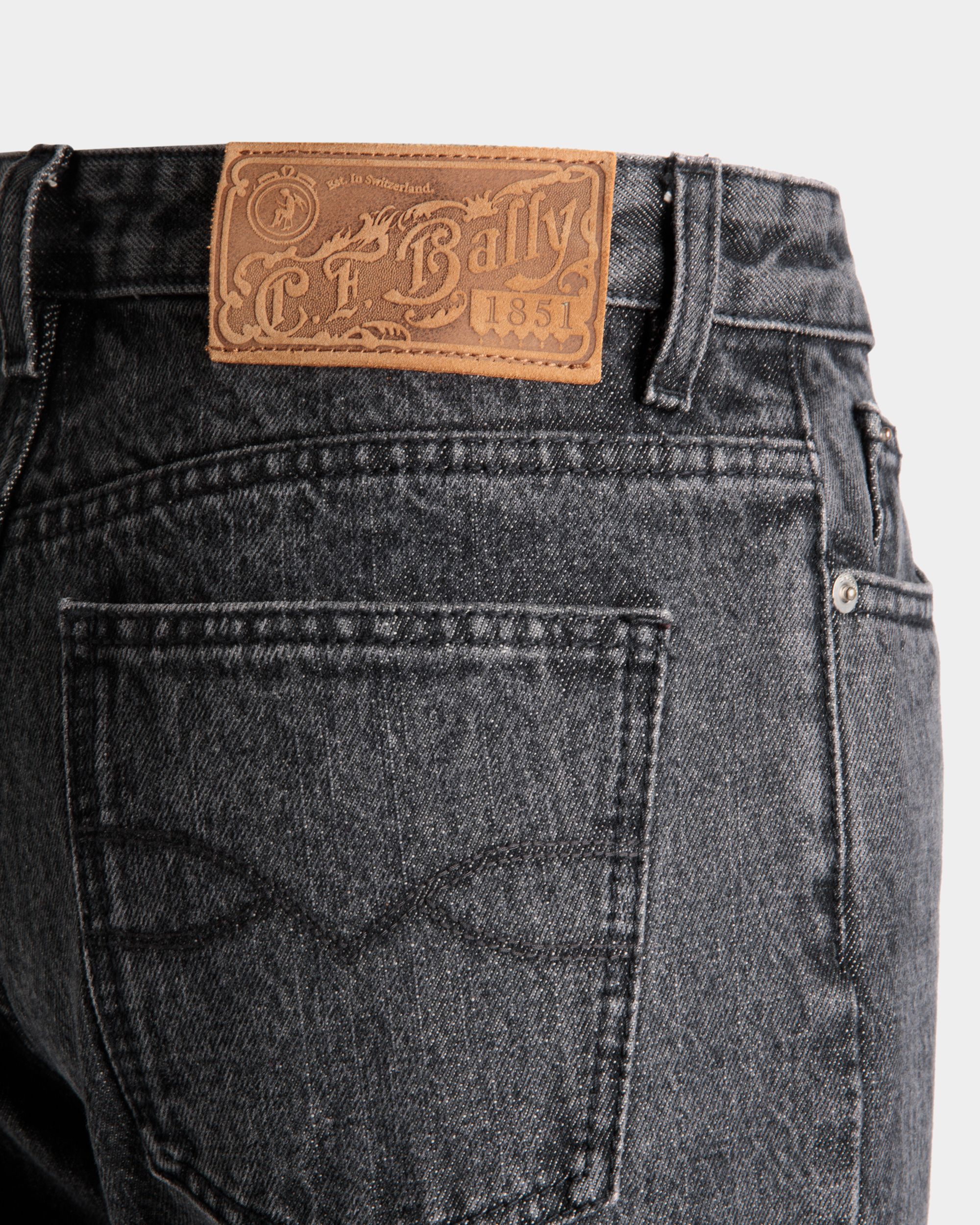 Flared Denim Pants In Grey Melange Cotton - Women's - Bally - 02