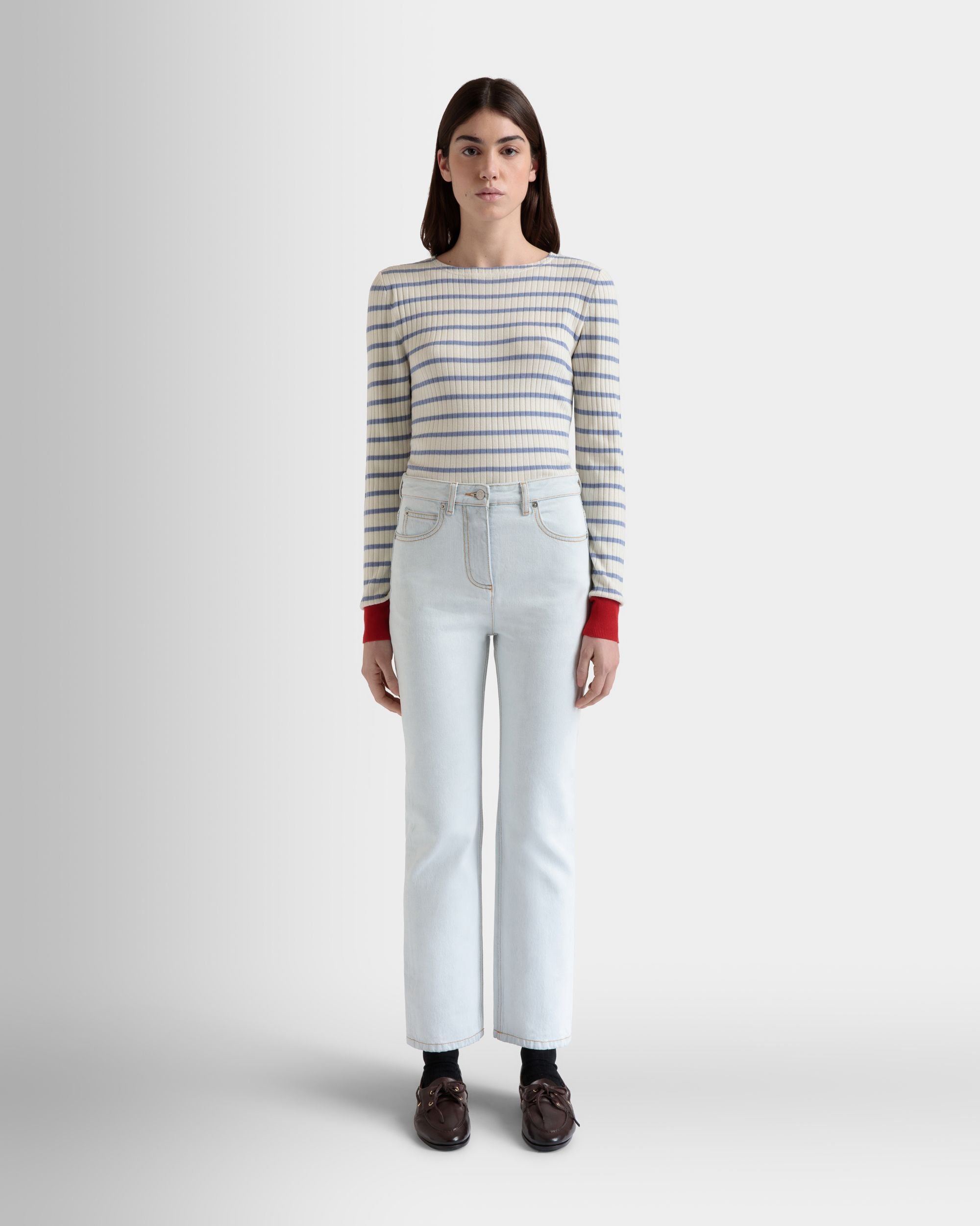 Denim Pants in Light Blue Cotton - Women's - Bally - 02
