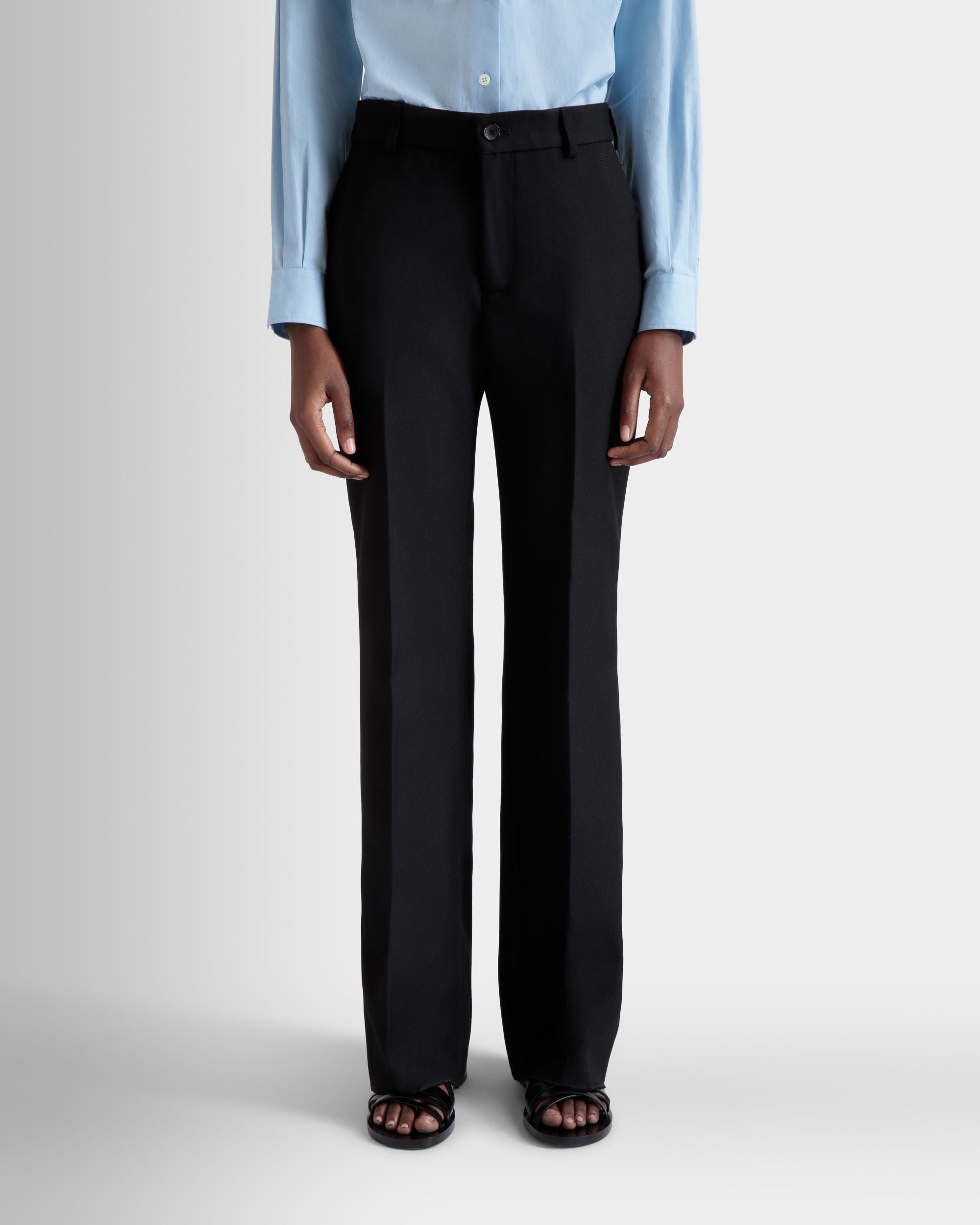 Flared Pants In Black Wool - Women's - Bally - 03