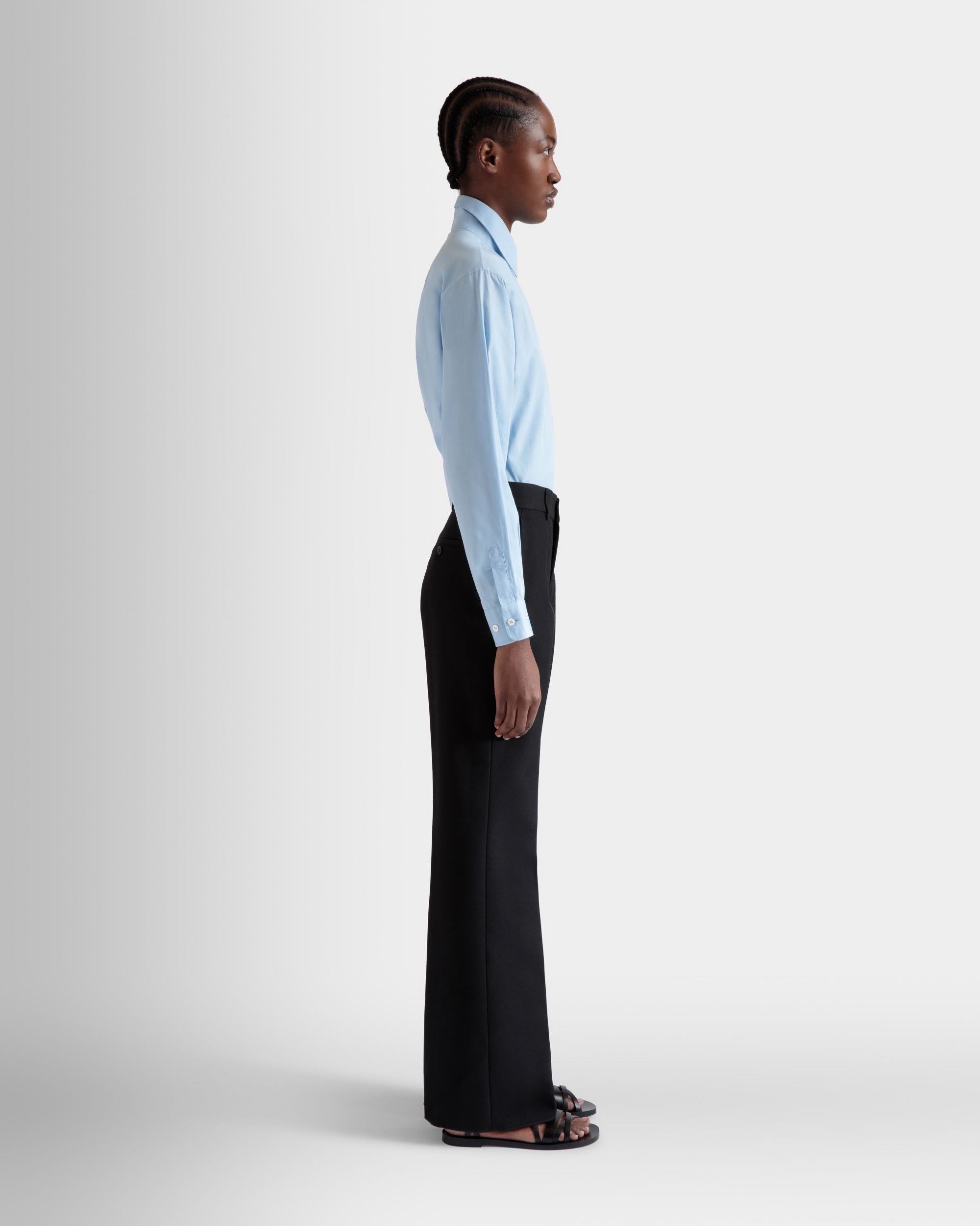 Flared Pants In Black Wool - Women's - Bally - 05