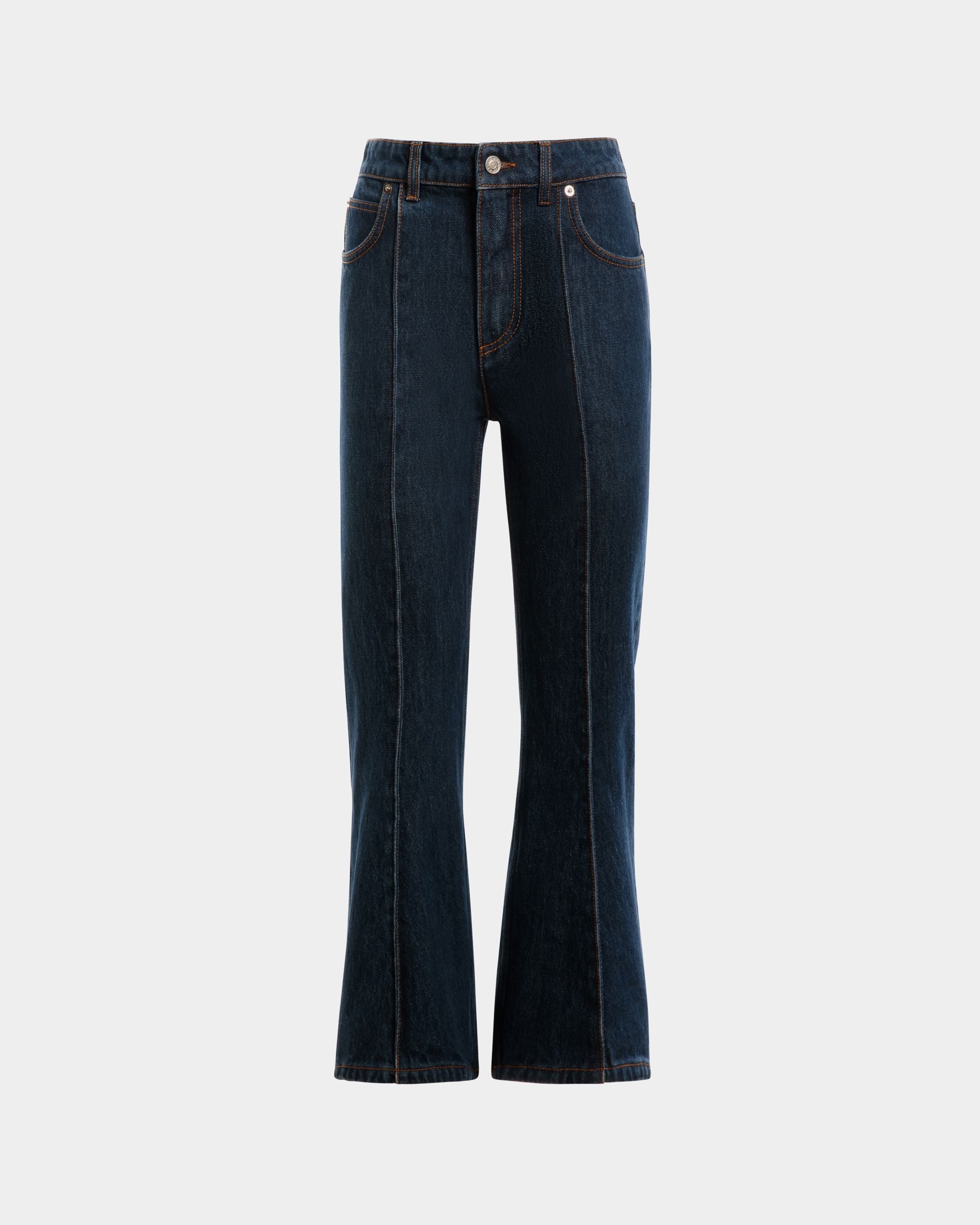 Denim Pants in Navy Blue Cotton - Women's - Bally - 01